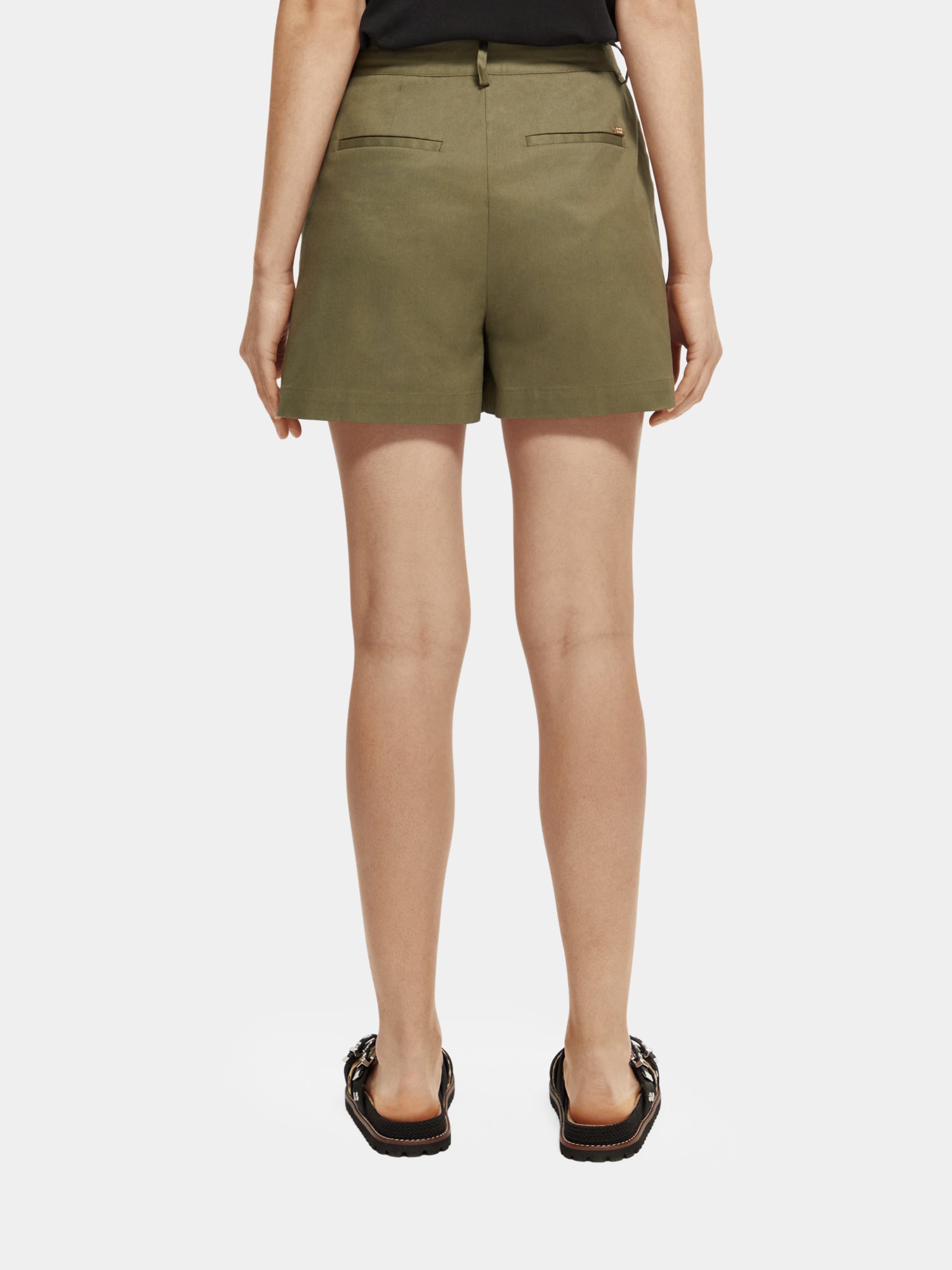 High-rise chino shorts - Olive Green