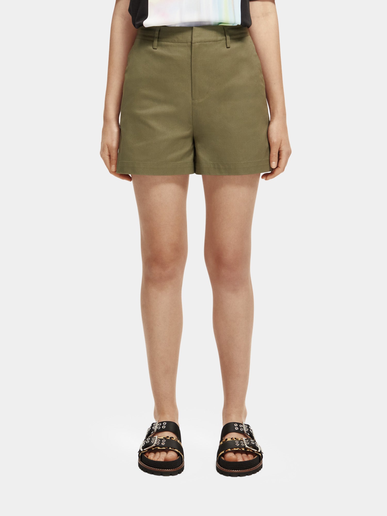 High-rise chino shorts - Olive Green