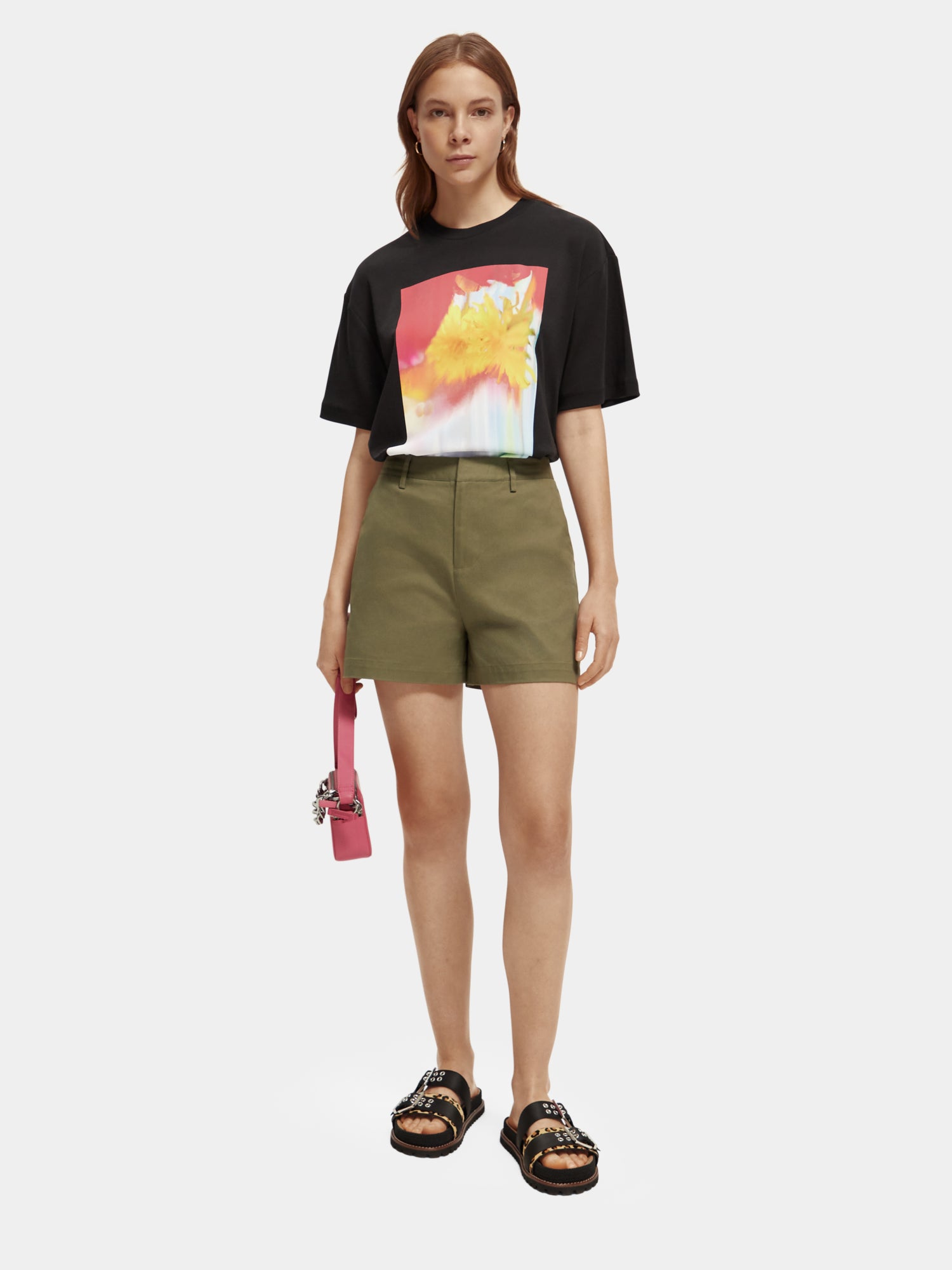 High-rise chino shorts - Olive Green