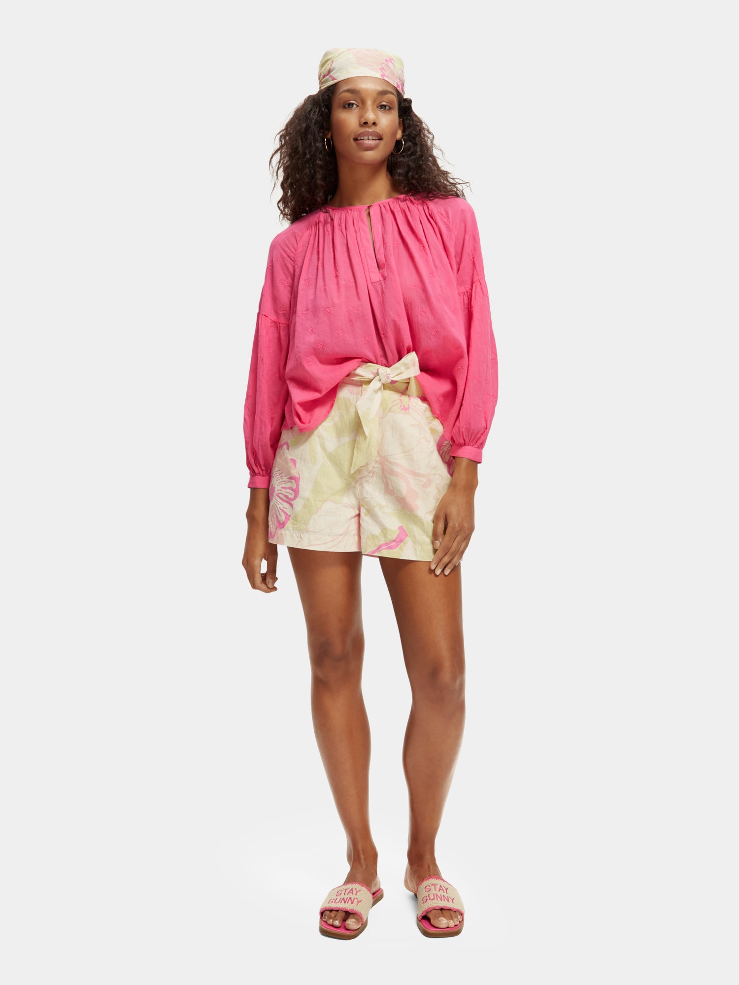 High-rise casual printed shorts - Vondelfield Blossom
