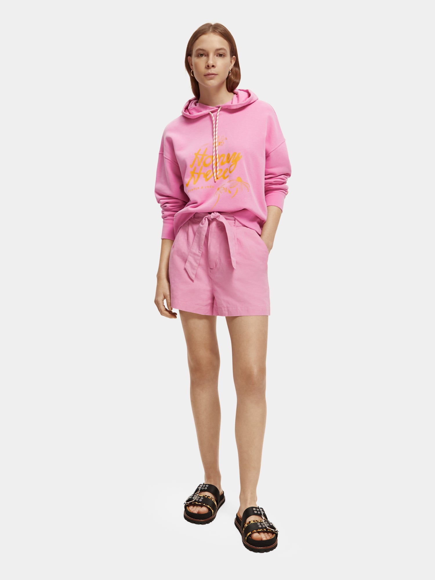 High-rise casual printed shorts - Orchid Pink