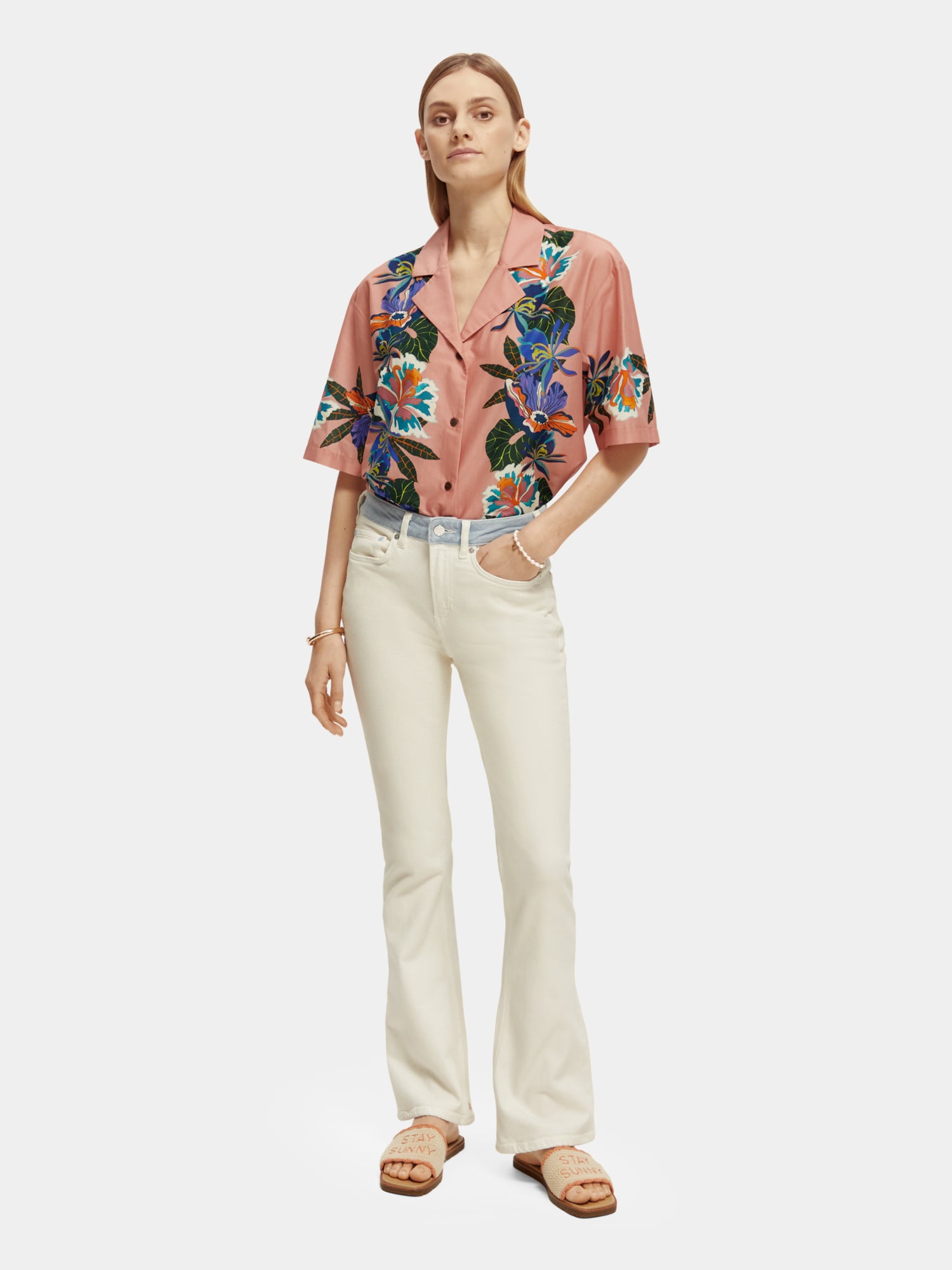 Camp shirt with print - Border Flower