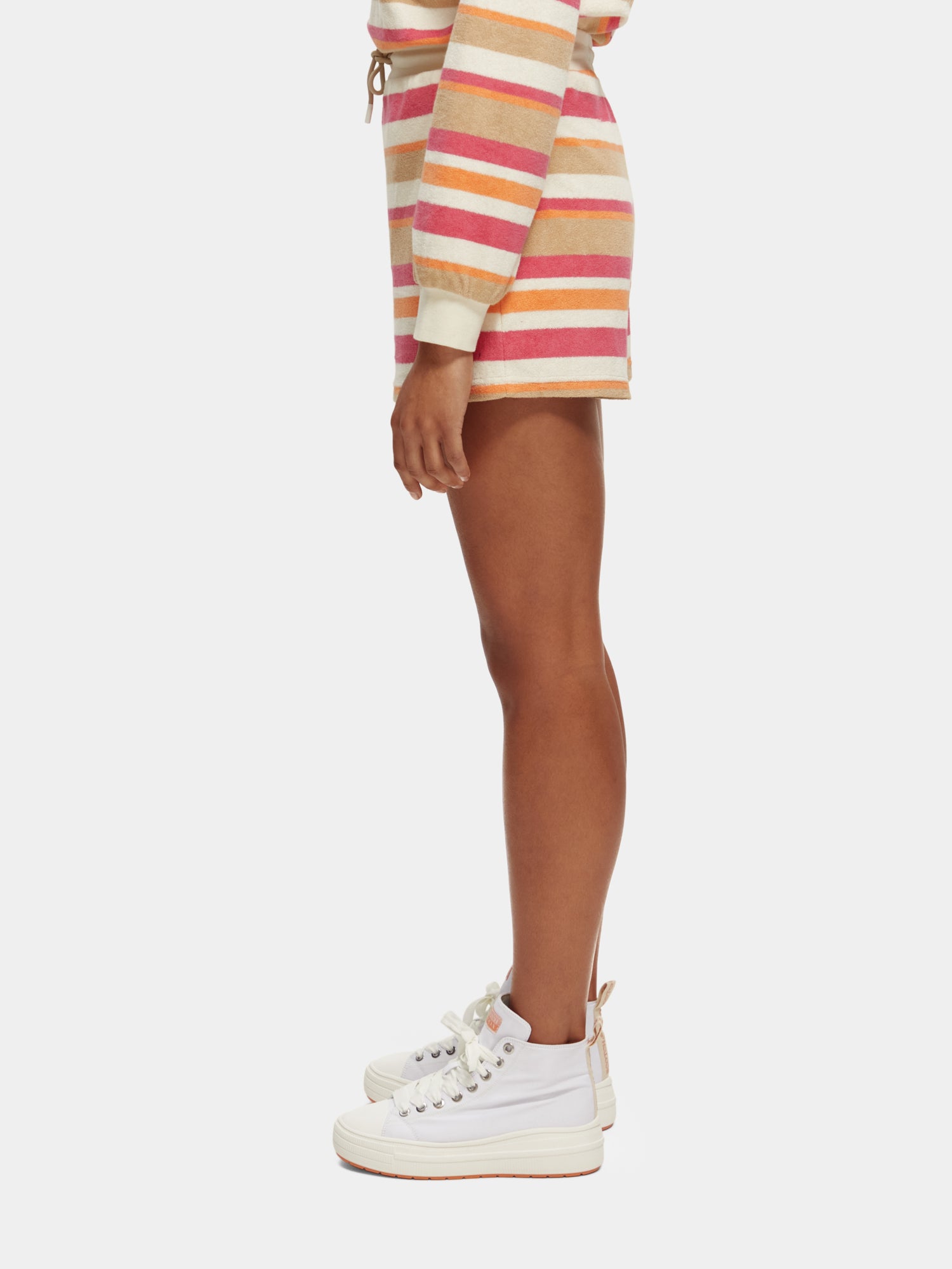 High-rise towelling shorts - Vanilla White