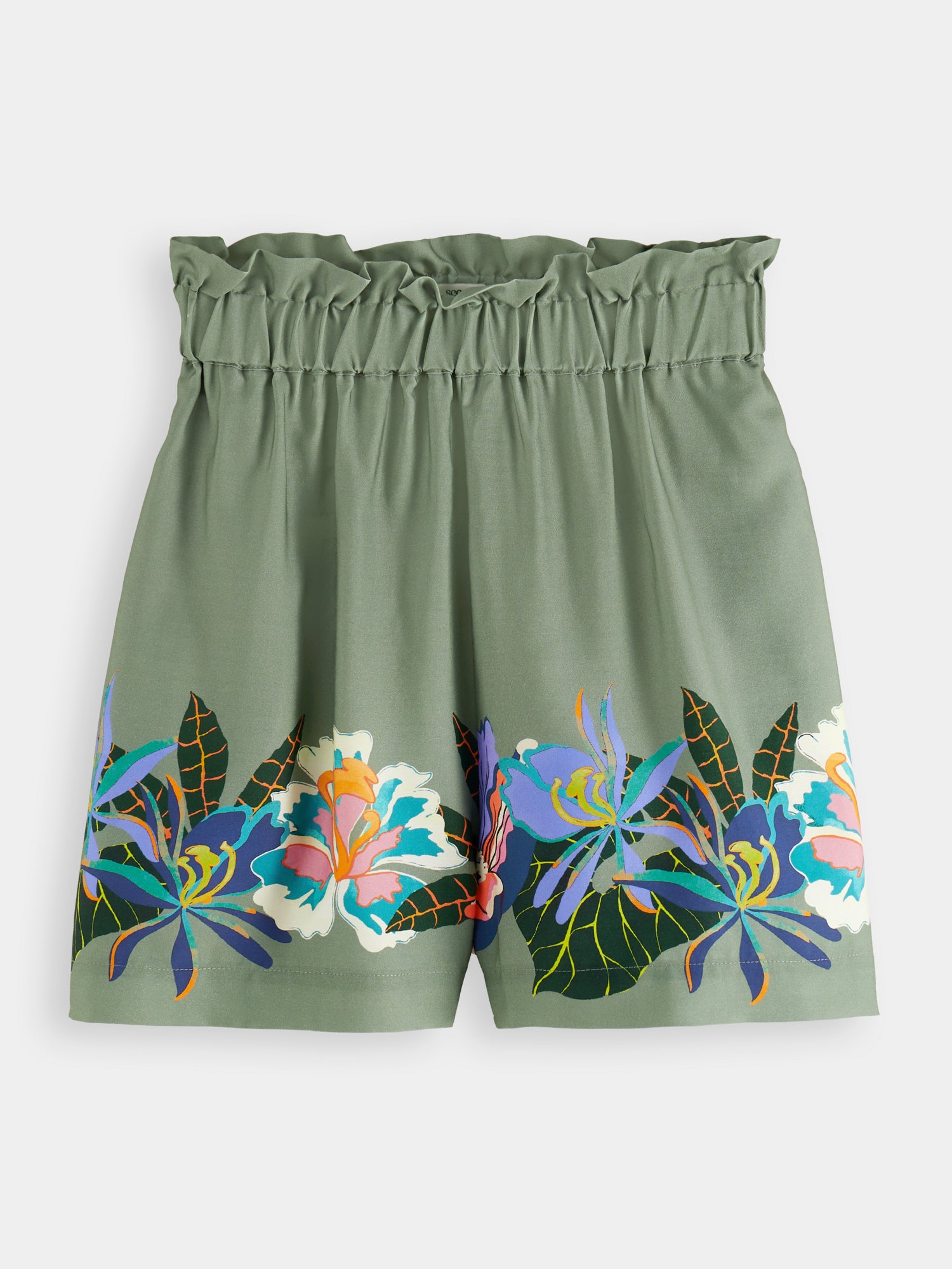 High-rise printed Tencel tennis shorts - Green Tennis Aop