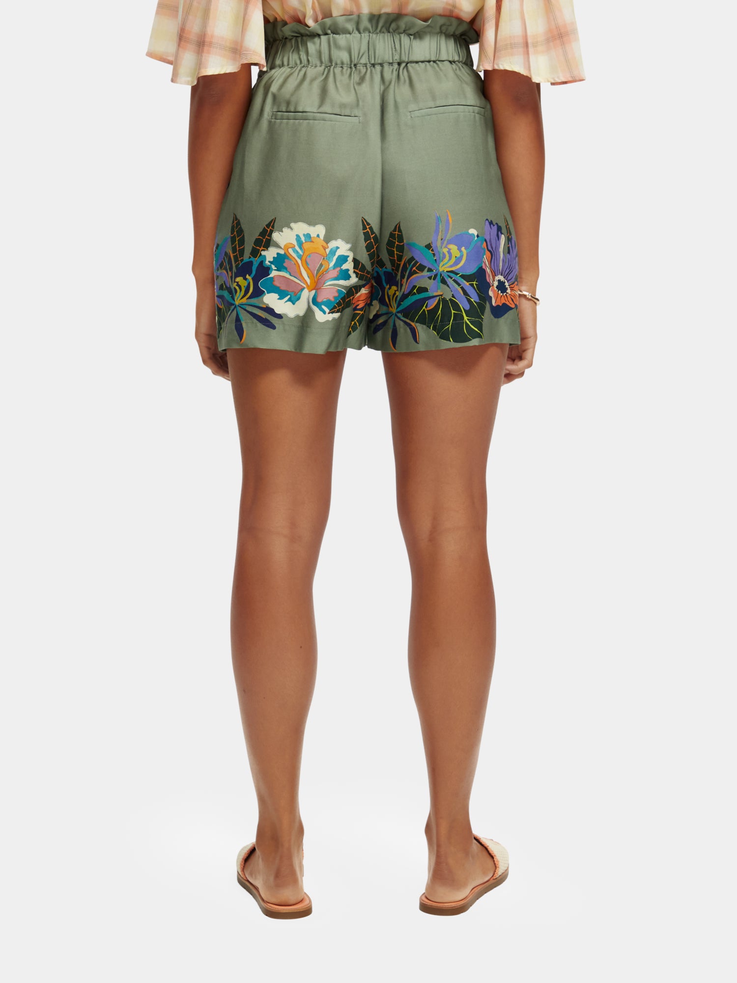 High-rise printed Tencel tennis shorts - Green Tennis Aop