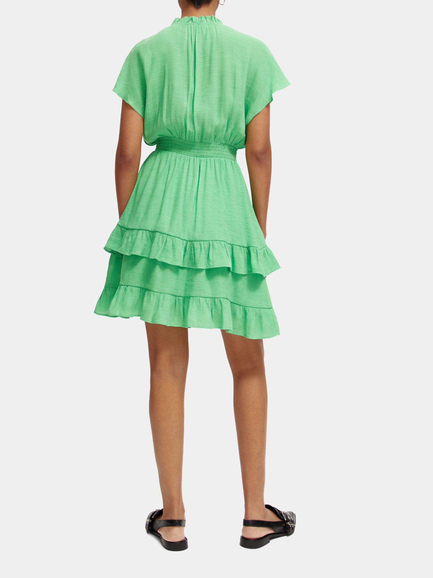 Easy fitted smocked mini dress - Bright Parakeet