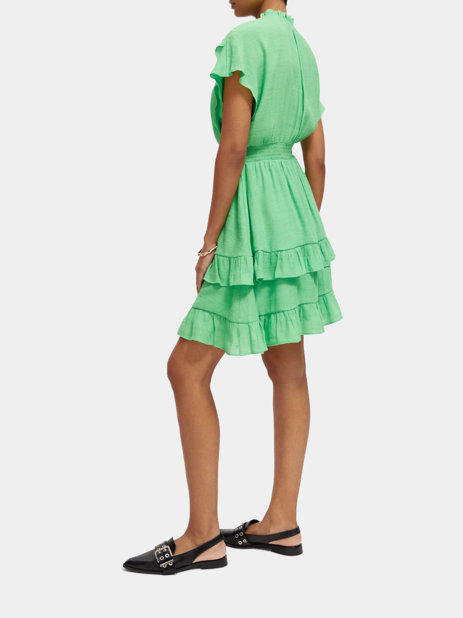 Easy fitted smocked mini dress - Bright Parakeet