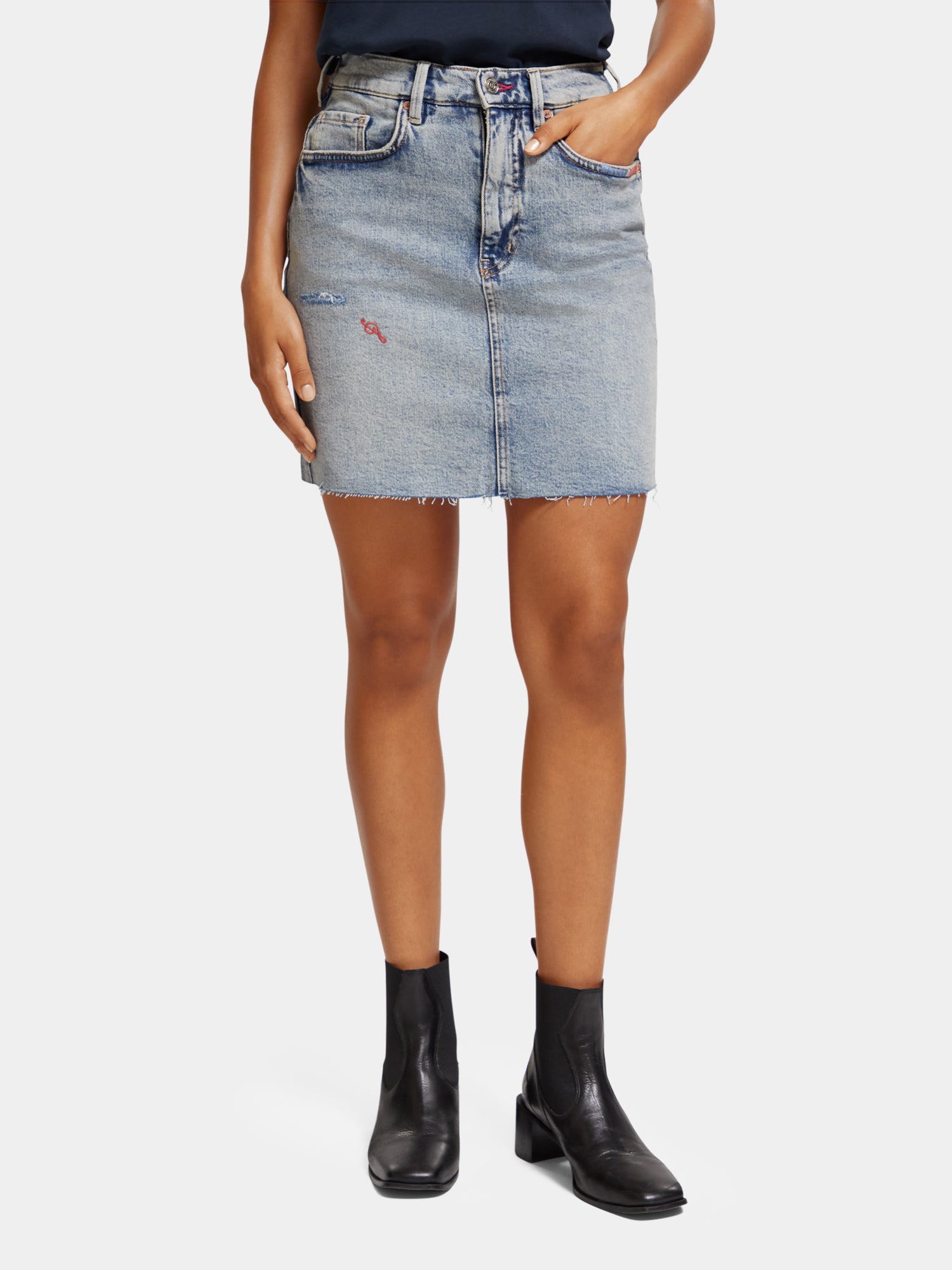 Embroidered denim mini skirt - Dance It Out