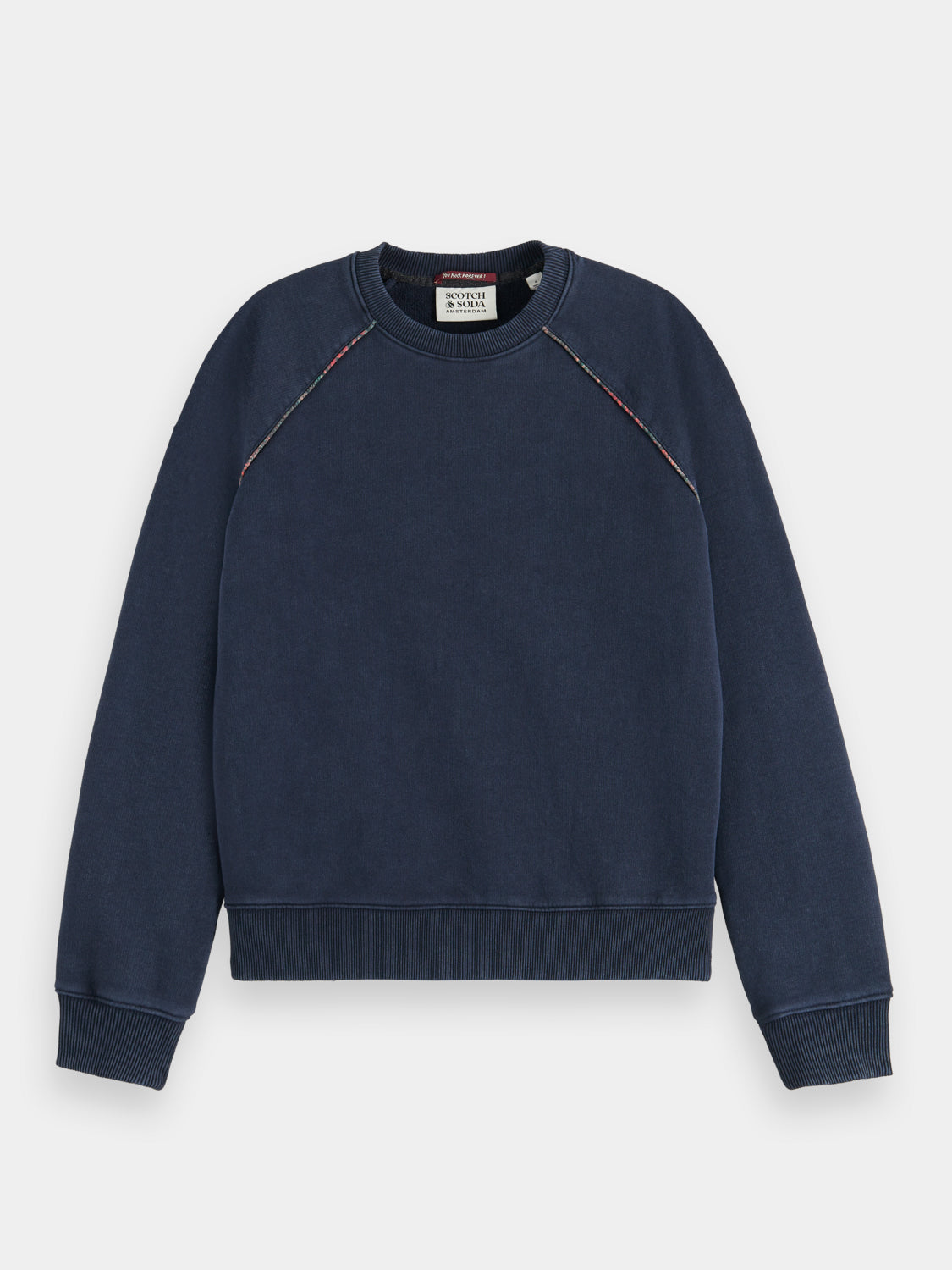 Washed raglan regular-fit piping sweatshirt - Navy