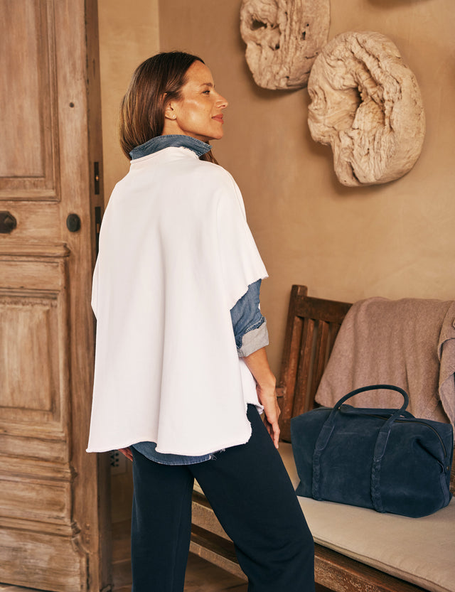 Audrey Funnel Neck Capelet - White