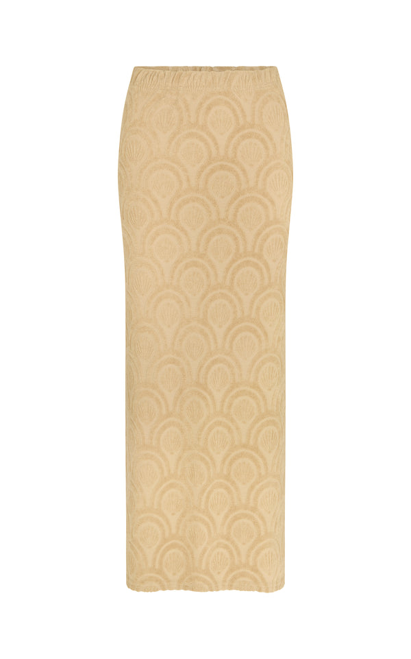 Marrakesh Tile Terry Maxi Skirt - Macadamia