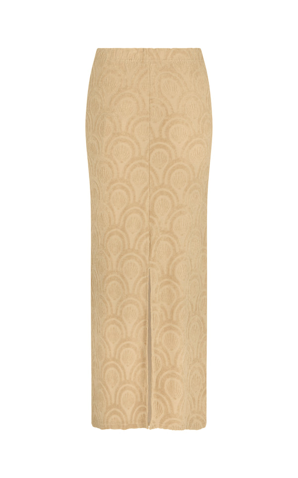 Marrakesh Tile Terry Maxi Skirt - Macadamia