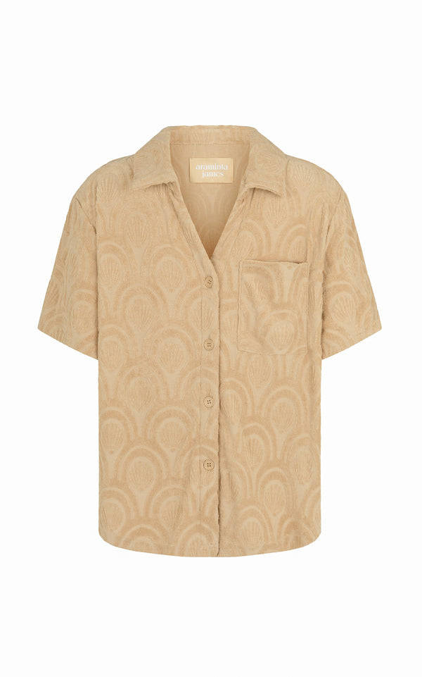 Marrakesh Tile Terry Shirt Set - Macadamia