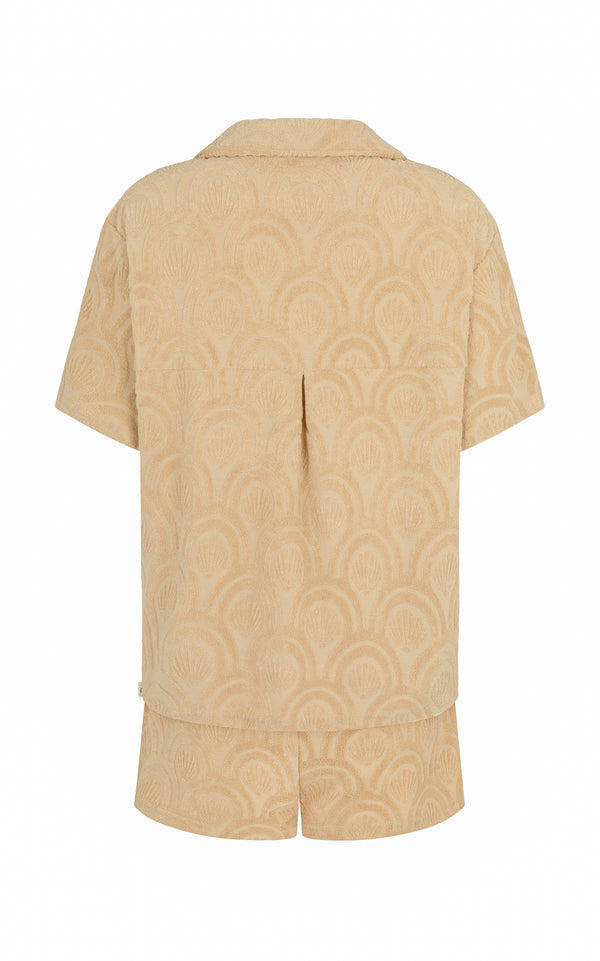 Marrakesh Tile Terry Shirt Set - Macadamia