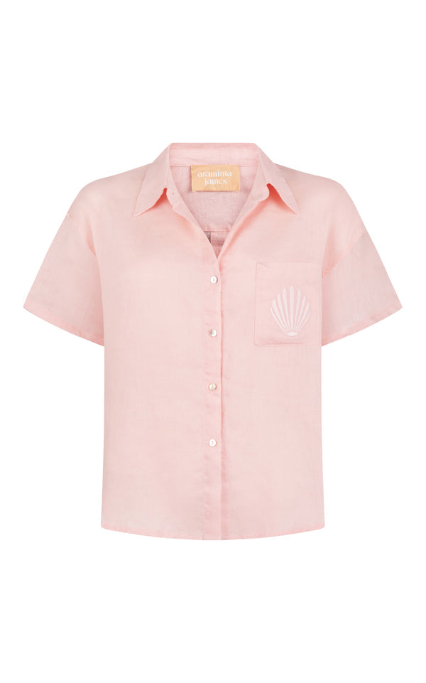 Cove Linen Shirt Set - Dusty Rose