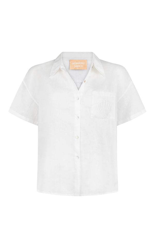 Cove Linen Shirt Set - Snow