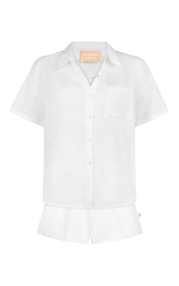 Cove Linen Shirt Set - Snow