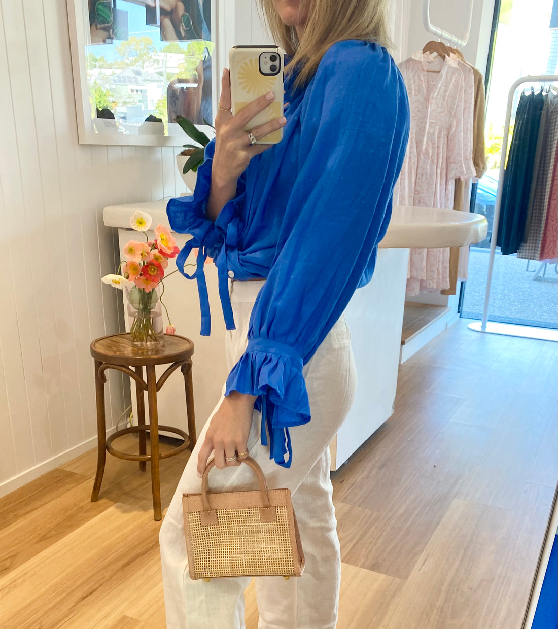 Uma Blouse - Linen - Ocean Blue