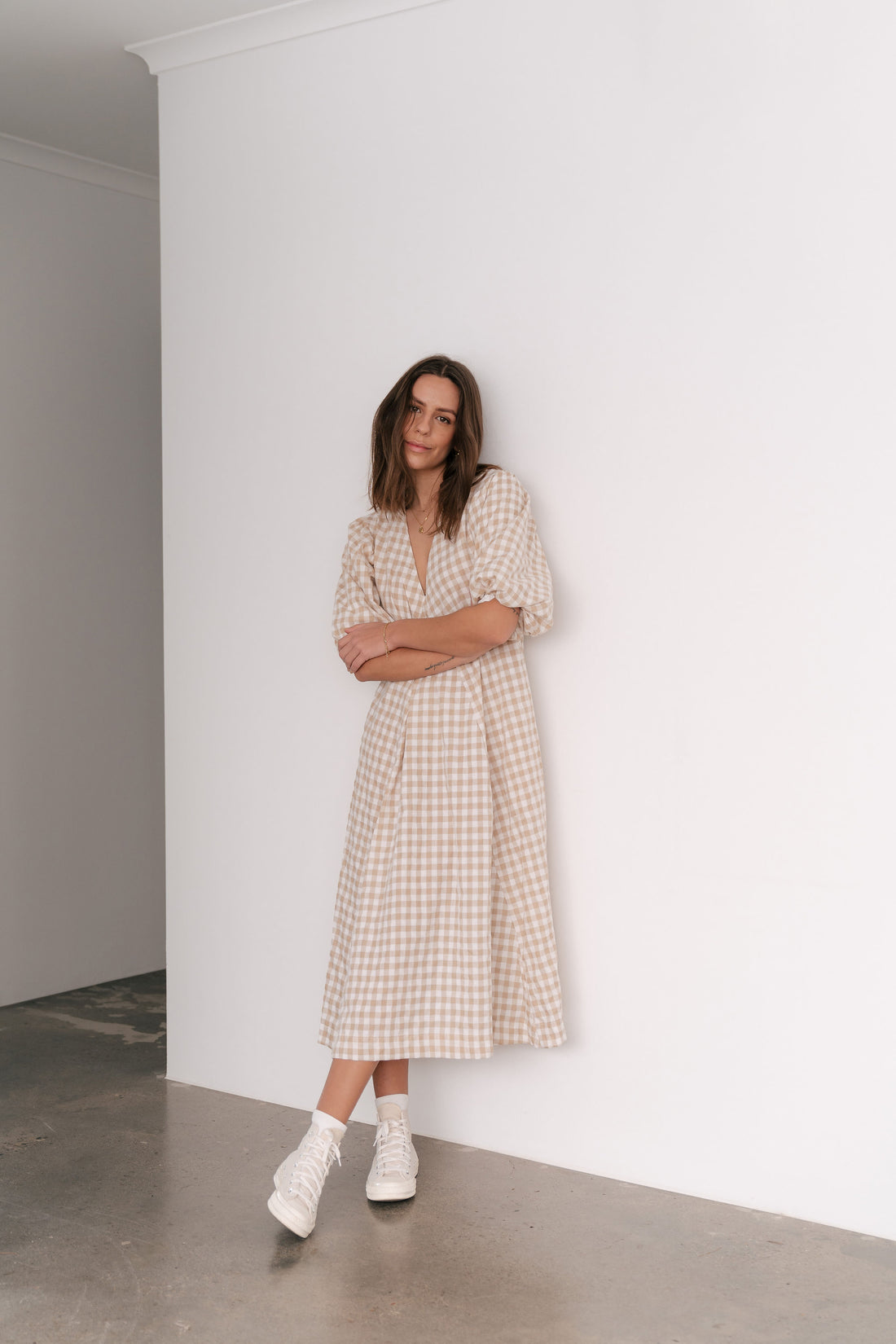 Charlotte Dress - Cotton - Natural Gingham