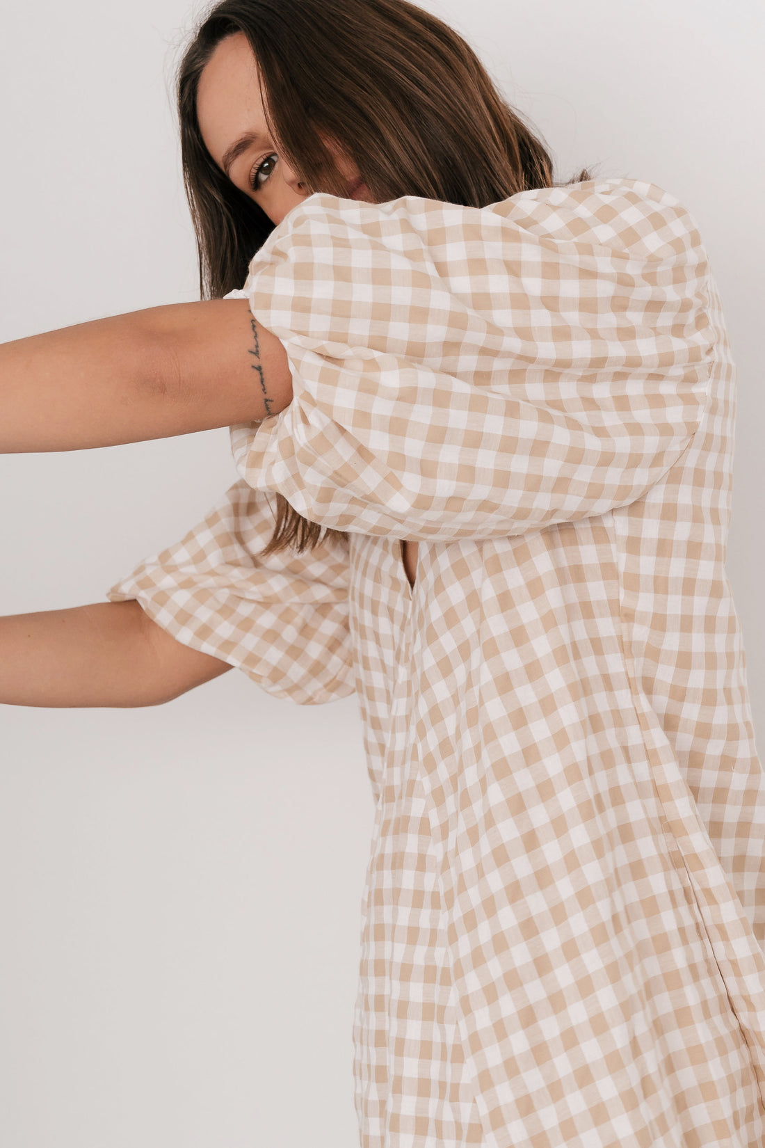 Charlotte Dress - Cotton - Natural Gingham