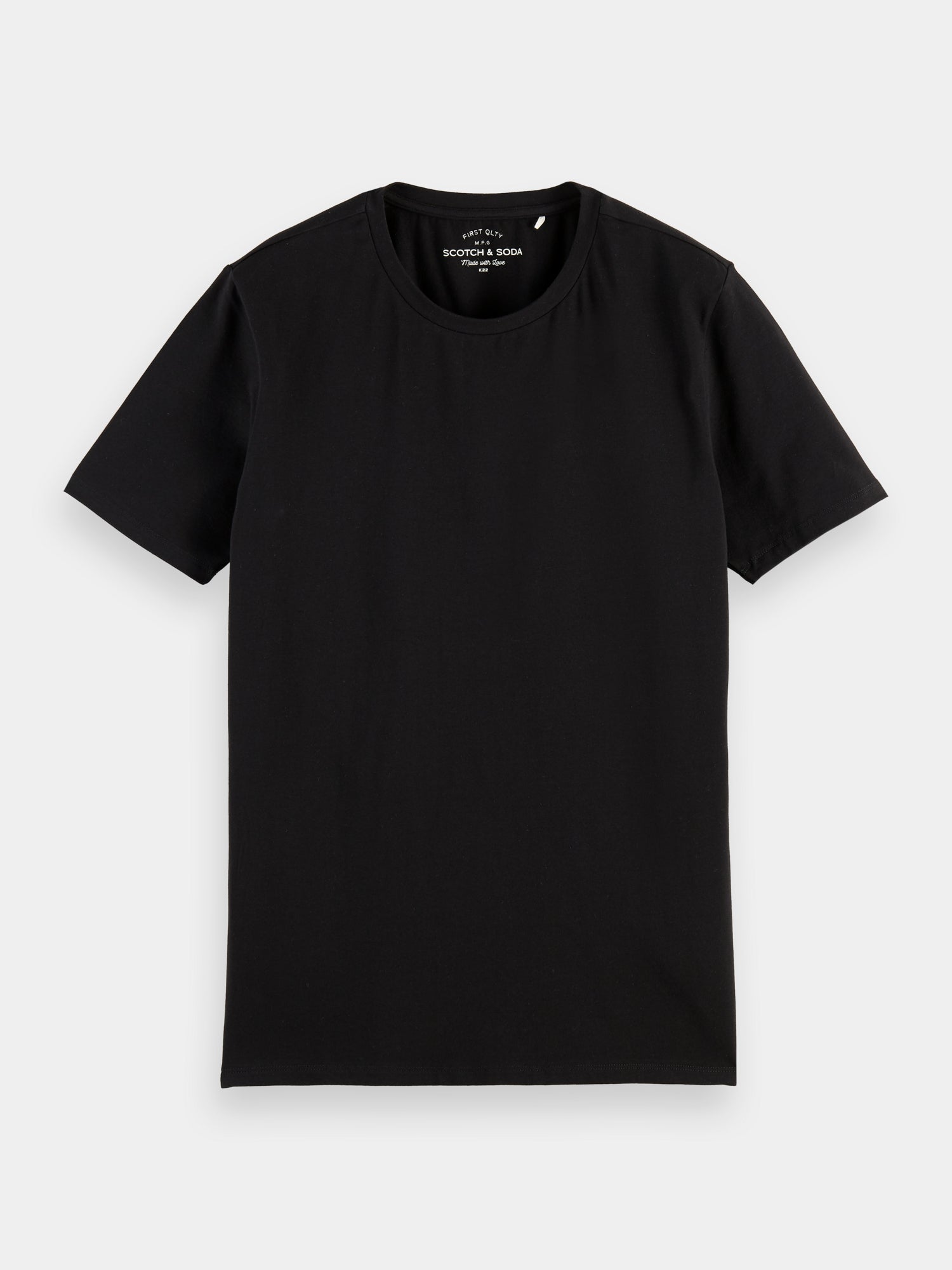 Classic organic cotton/elastane crewneck tee - Black