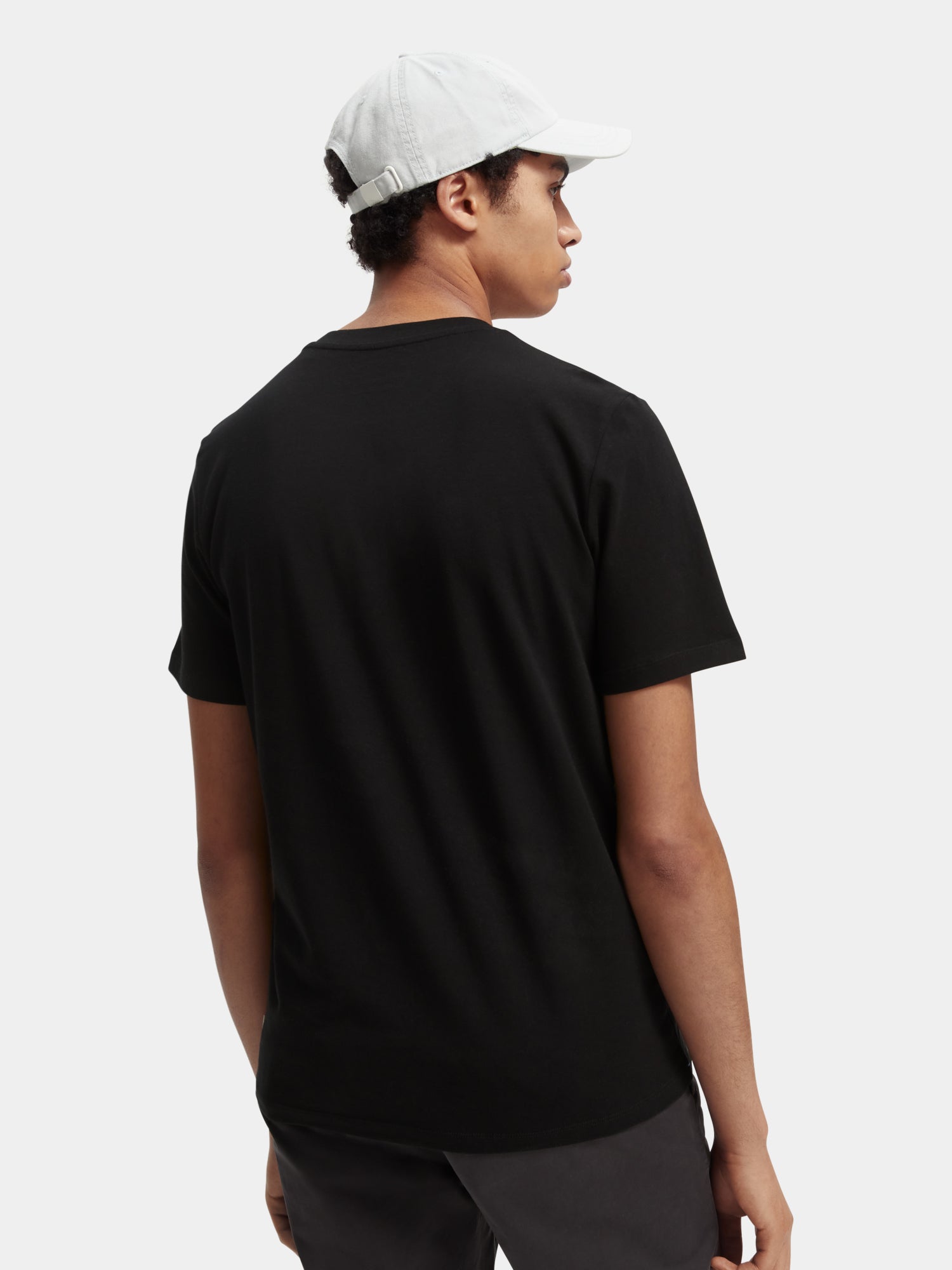 Classic organic cotton/elastane crewneck tee - Black