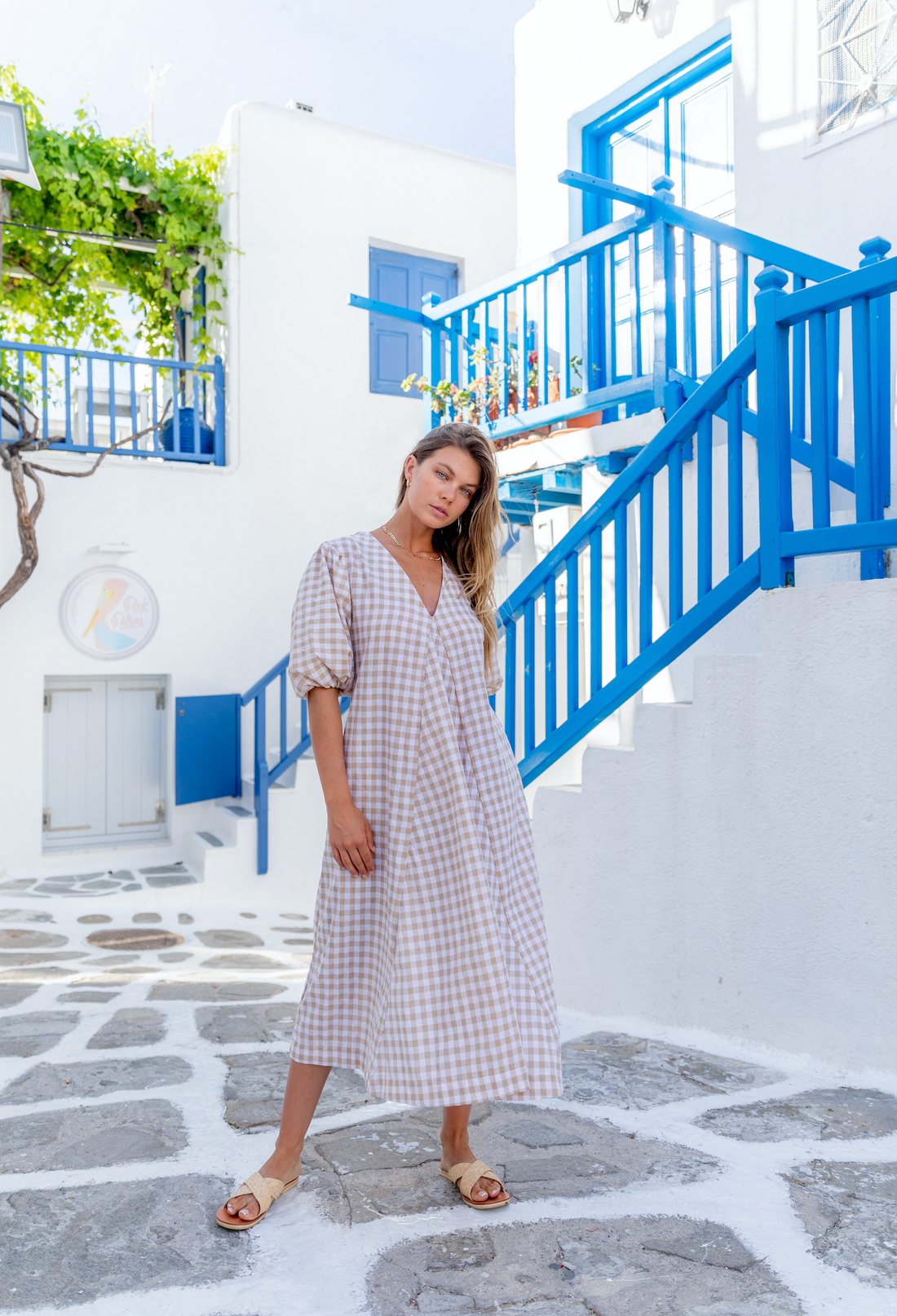 Charlotte Dress - Cotton - Natural Gingham