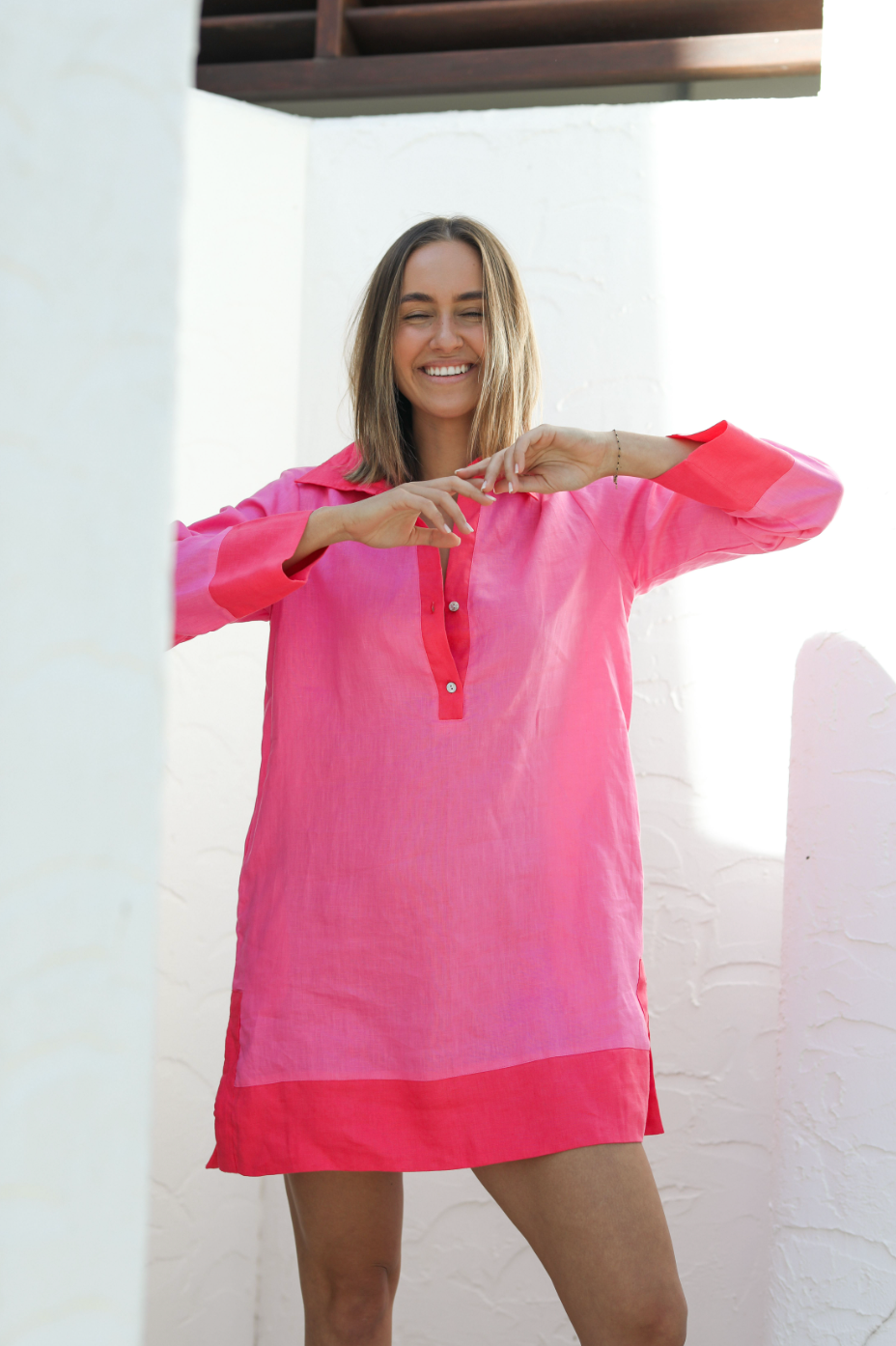 Bora Bora Dress - Linen - Pink