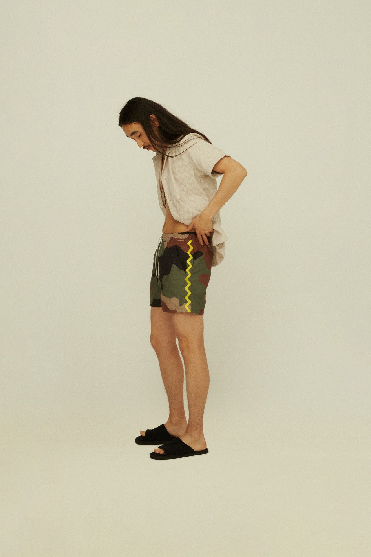 Green Cammo Zig Embroidered Swim Shorts