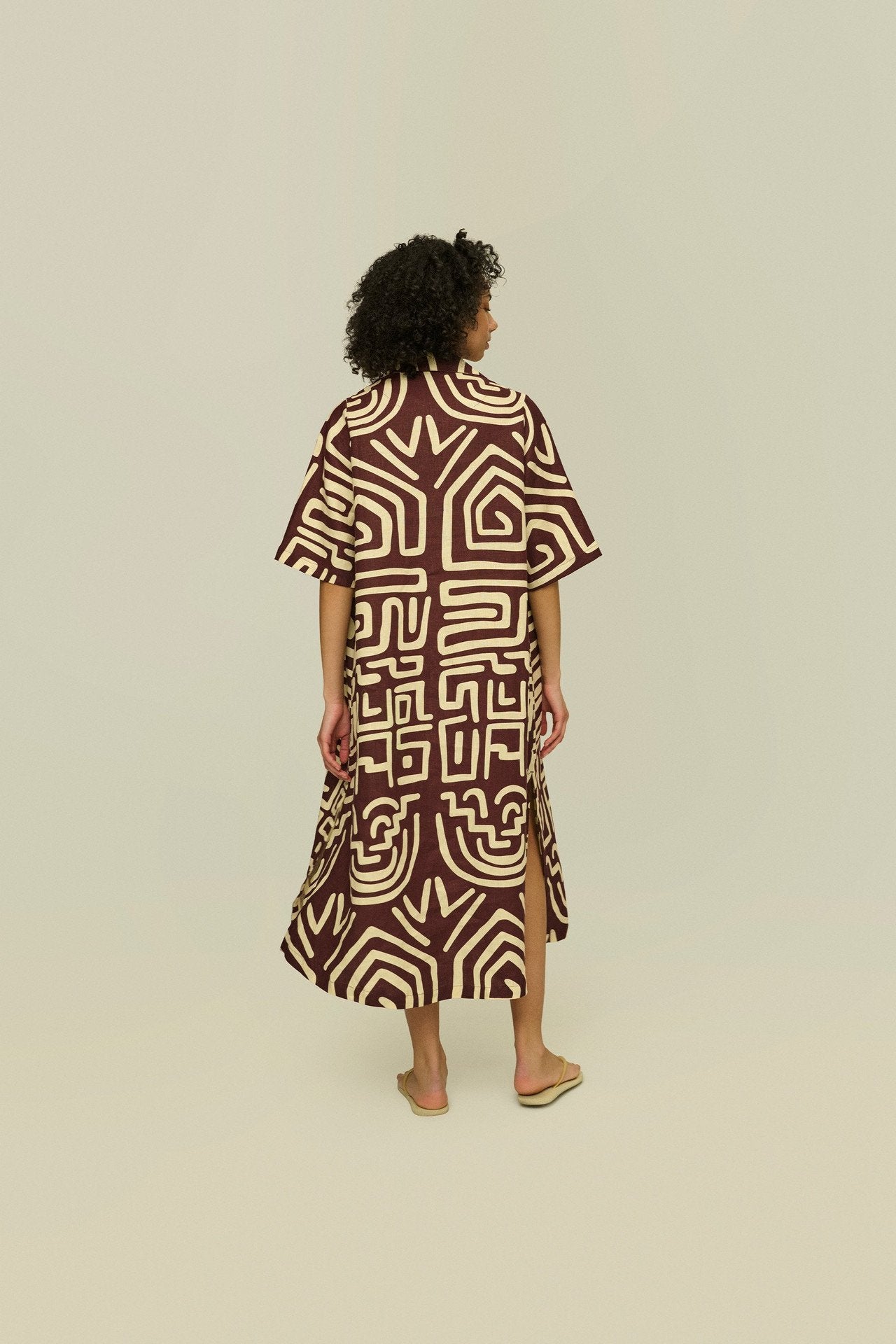 Kalahara Papaya Linen Dress