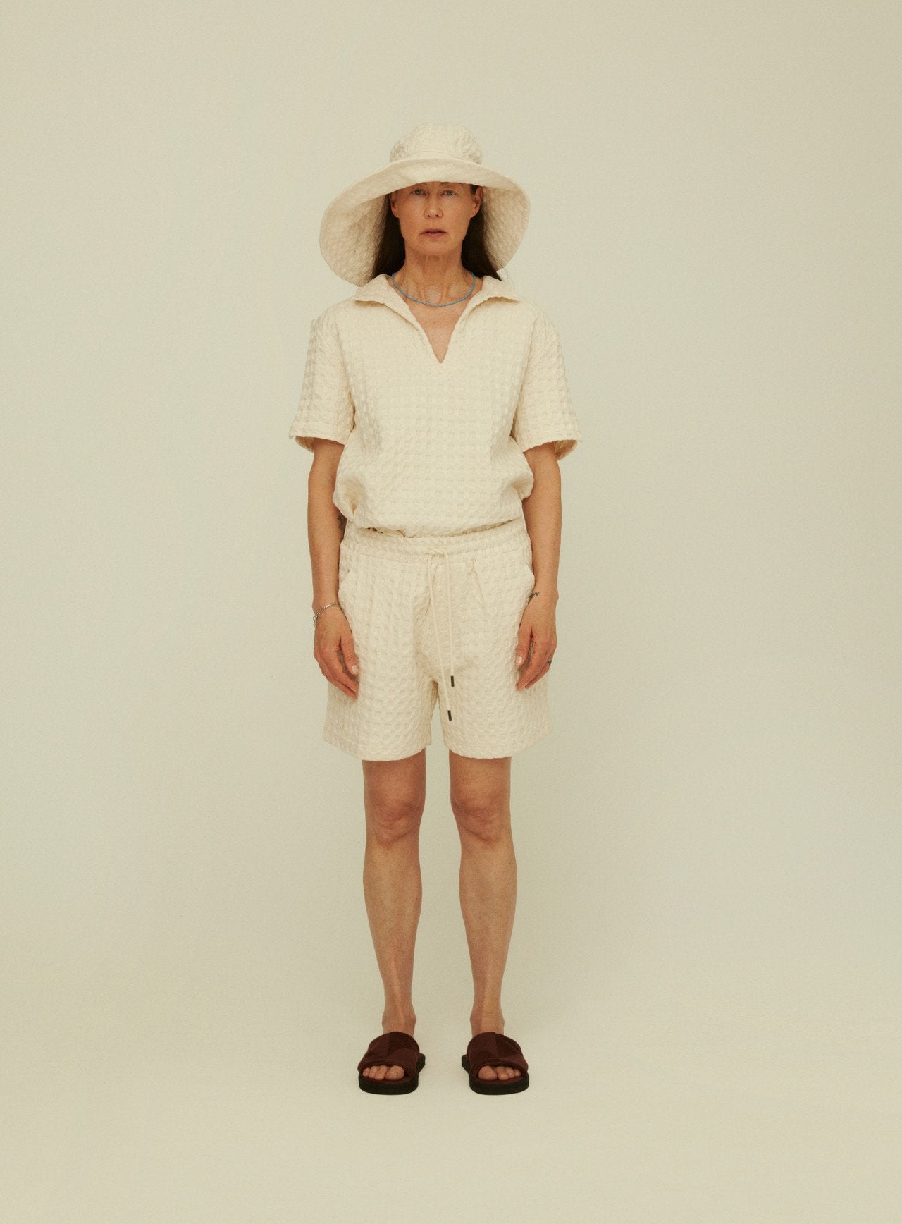 Ecru Waffle Brim Hat