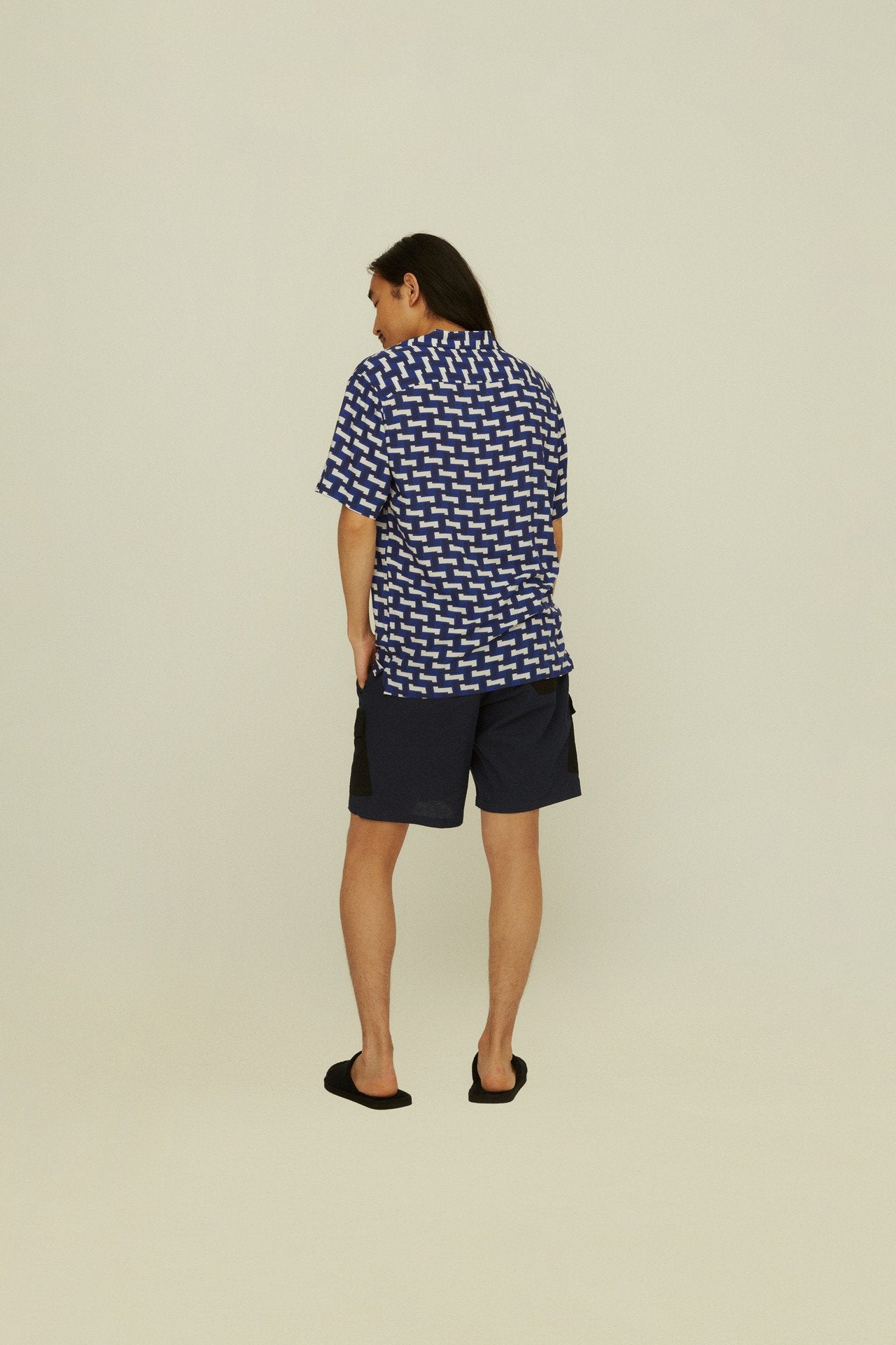 Blue Layer Zig Viscose Shirt