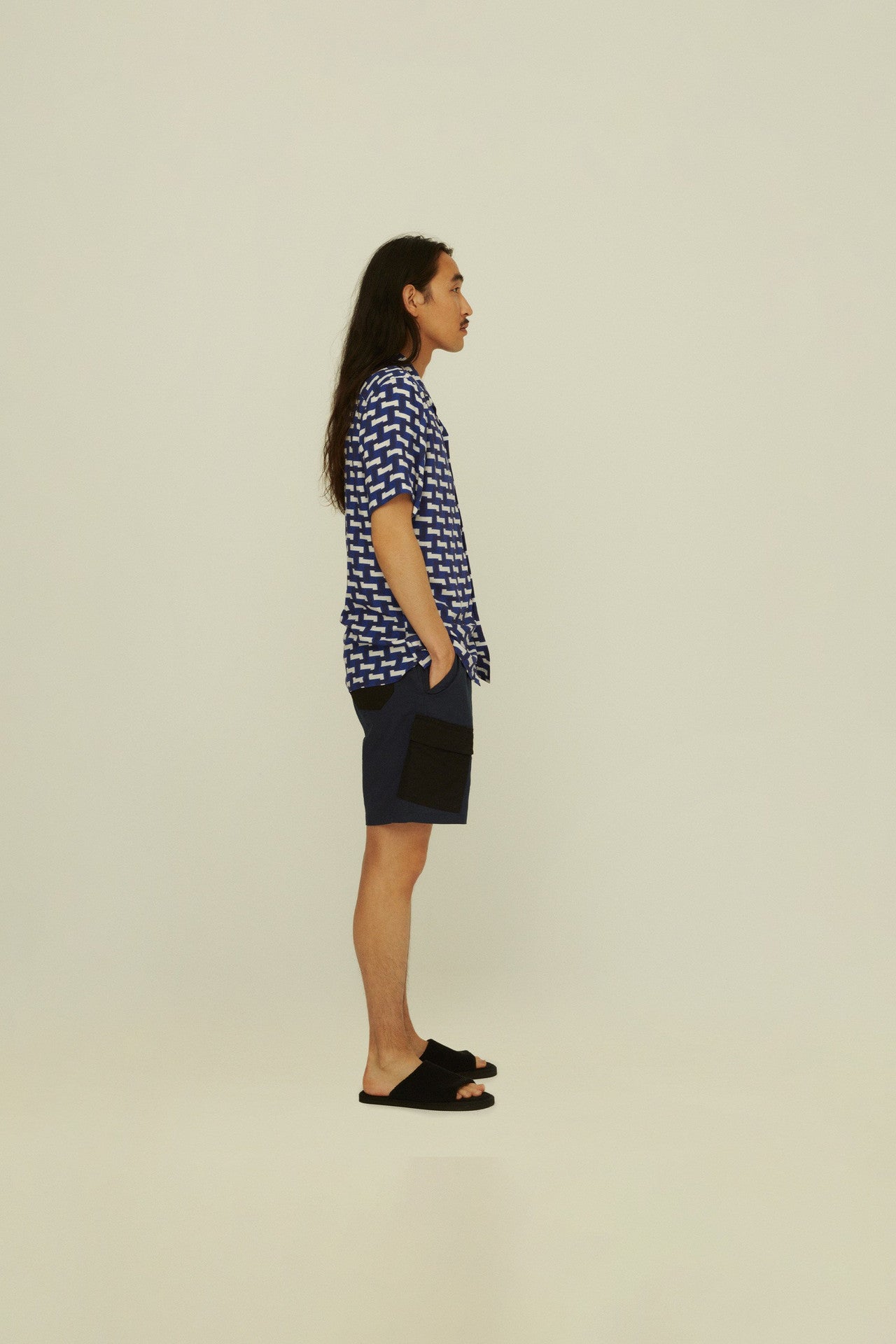 Blue Layer Zig Viscose Shirt