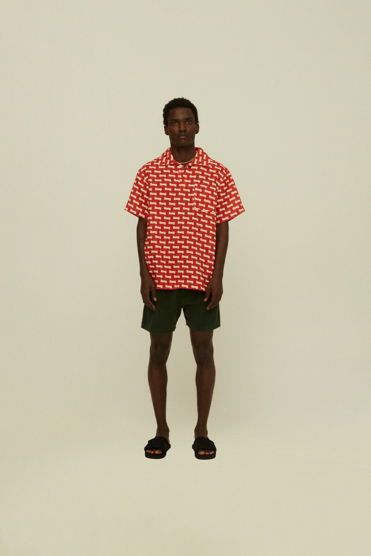 Red Layer Zig Girona Linen Shirt
