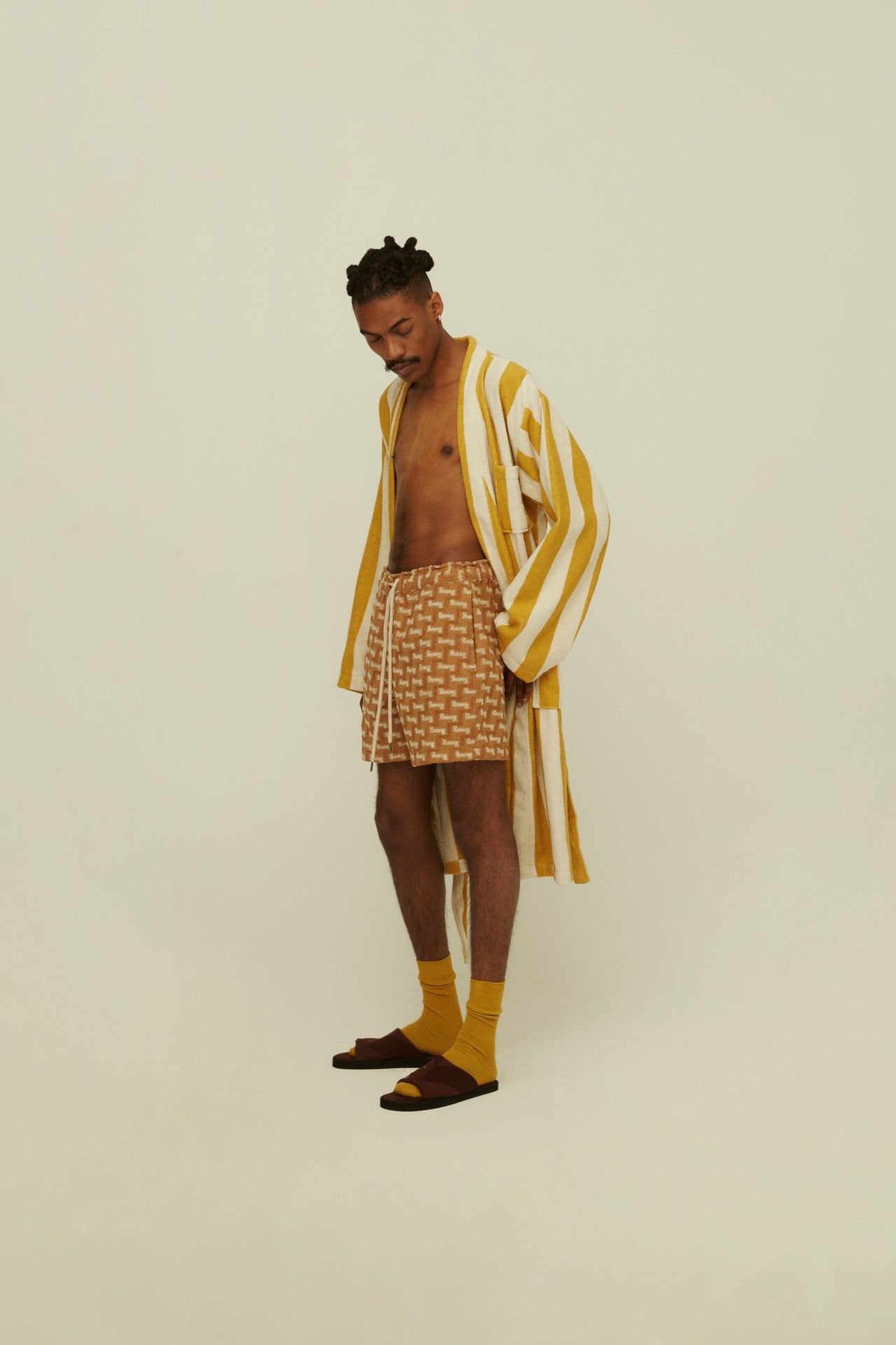 Camel Layer Zig Terry Shorts