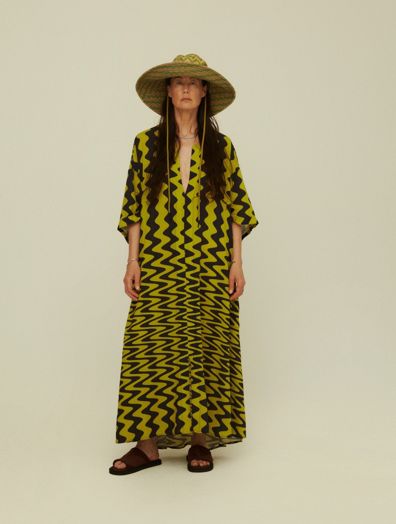 Greeny Zig Zag Brim Canvas Hat
