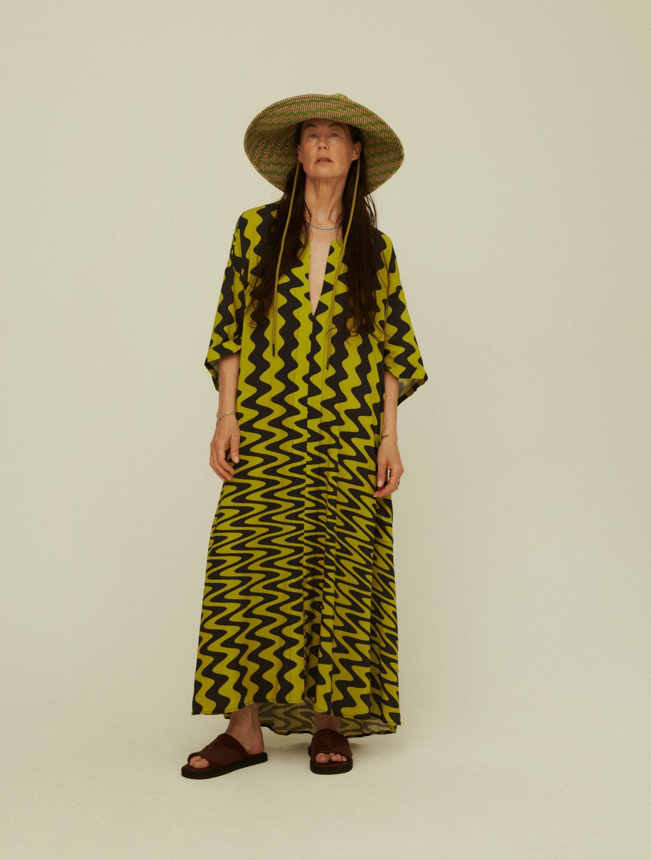 Greeny Zig Zag Brim Canvas Hat
