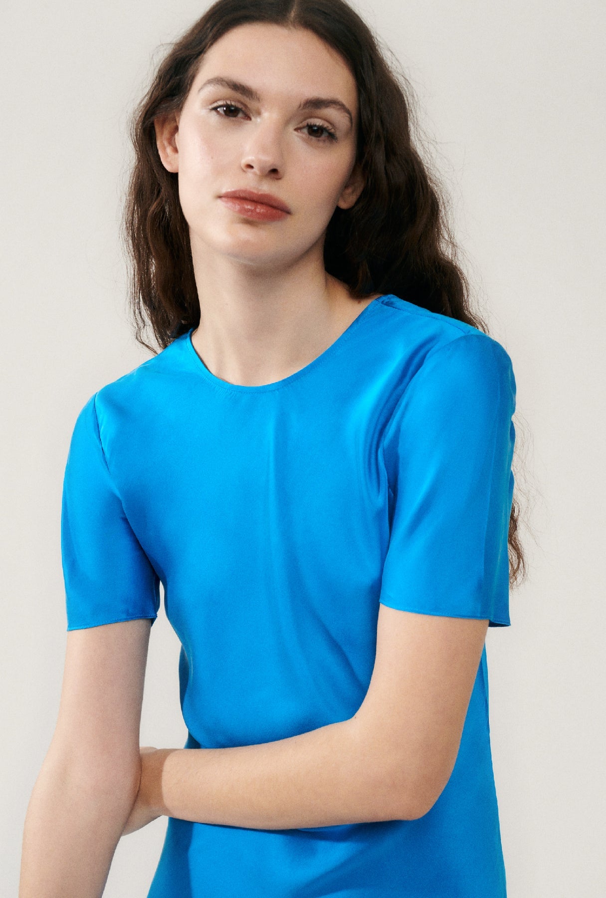 Short Sleeve Bias Dress - Coast Blue