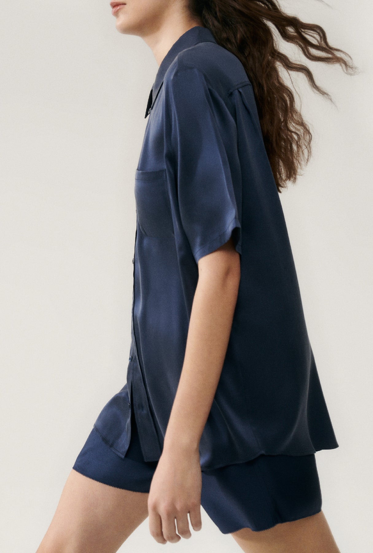 Short Sleeve Boyfriend Shirt - Midnight