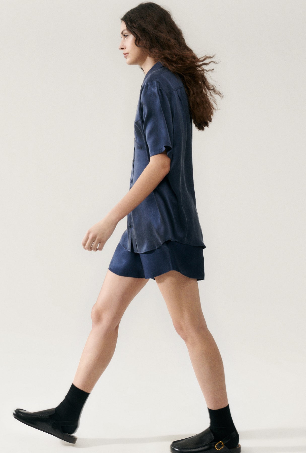 Short Sleeve Boyfriend Shirt - Midnight