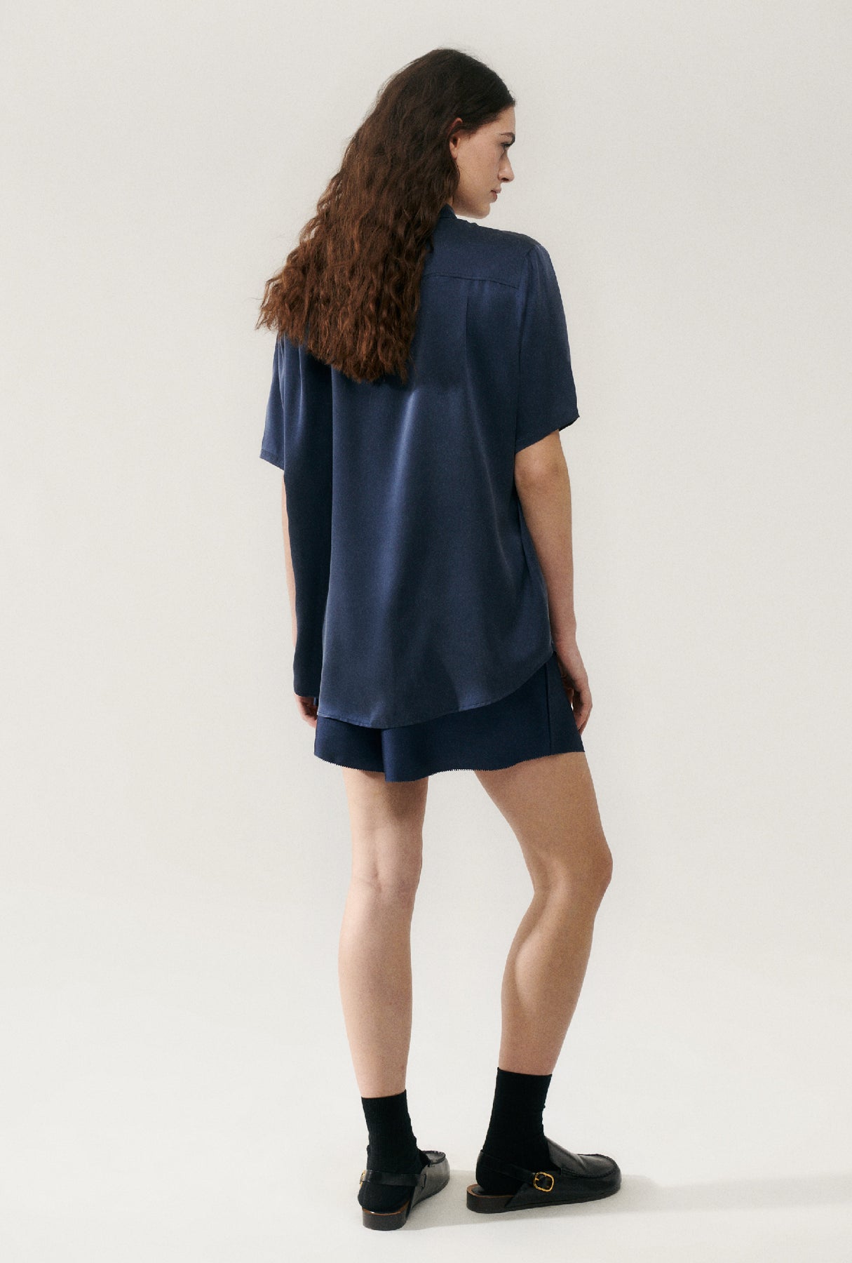 Short Sleeve Boyfriend Shirt - Midnight