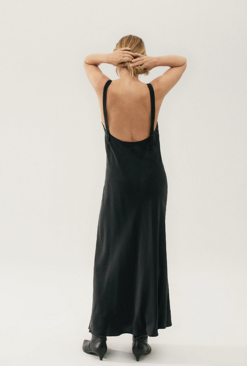 Deco Ruched Dress - Black