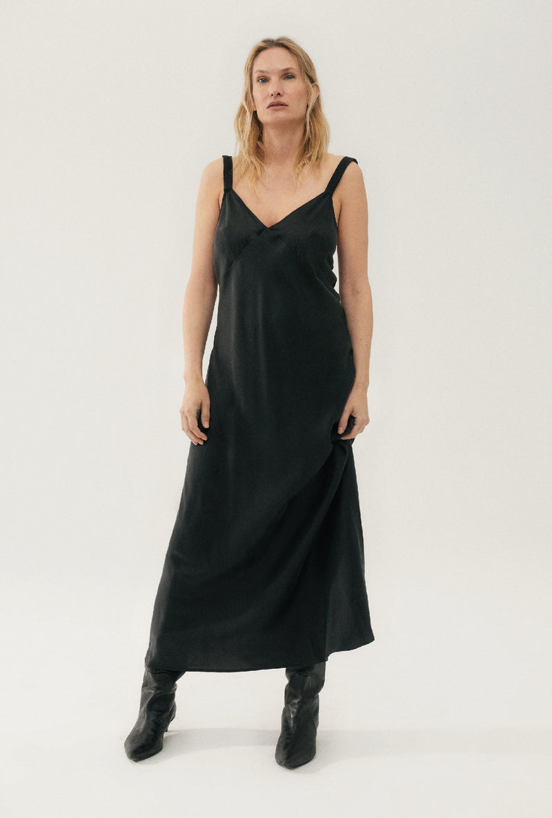 Deco Ruched Dress - Black