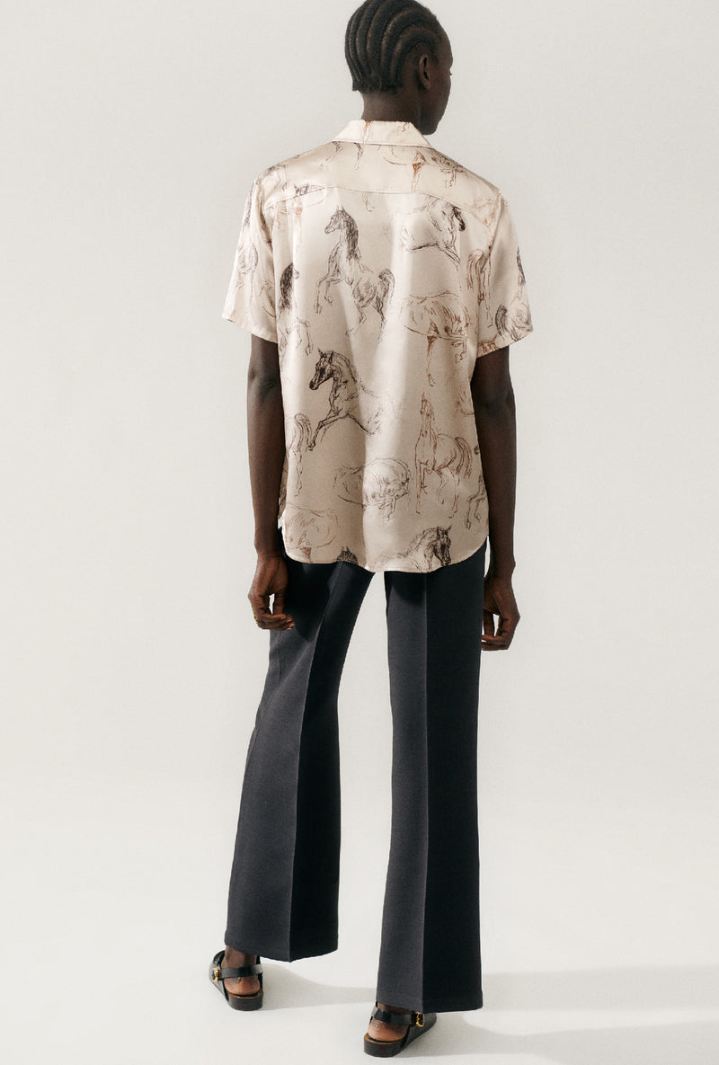Short Sleeve Boyfriend Shirt - Wild Horses