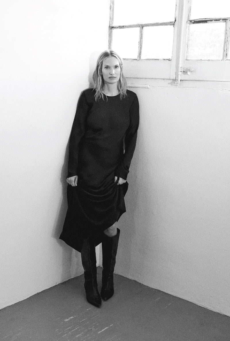 Full Sleeve Bias Dress - Black