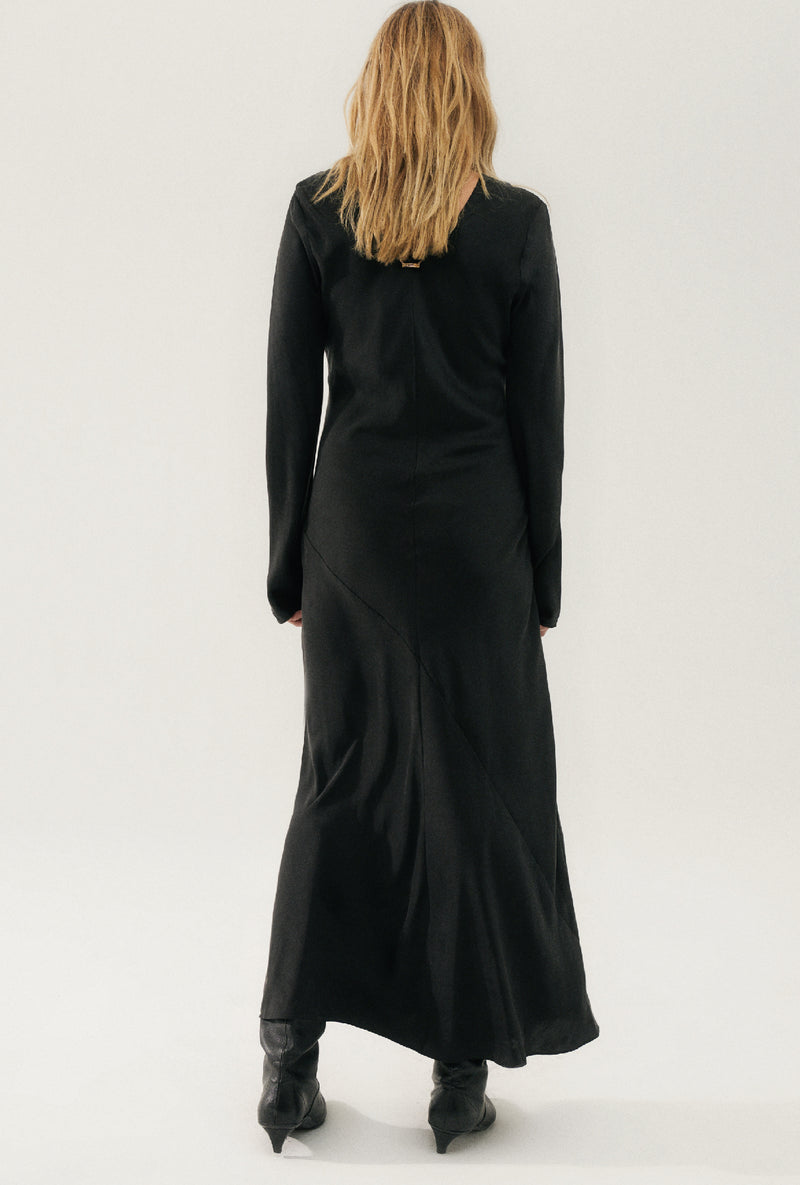 Full Sleeve Bias Dress - Black