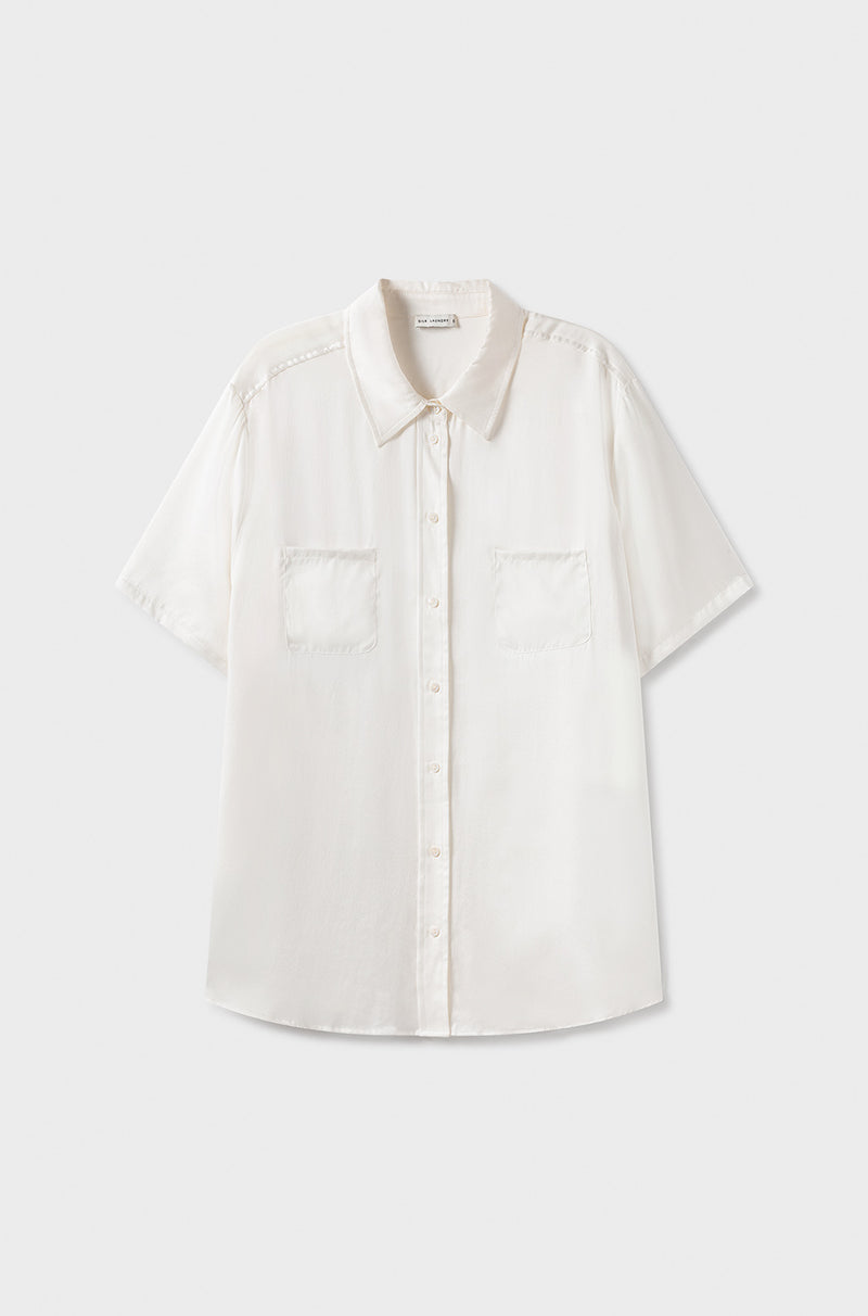 Short Sleeve Boyfriend Shirt - White