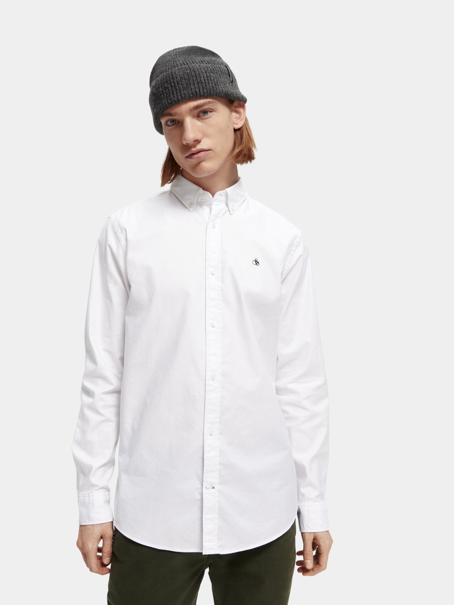 Organic cotton/elastane oxford shirt - White