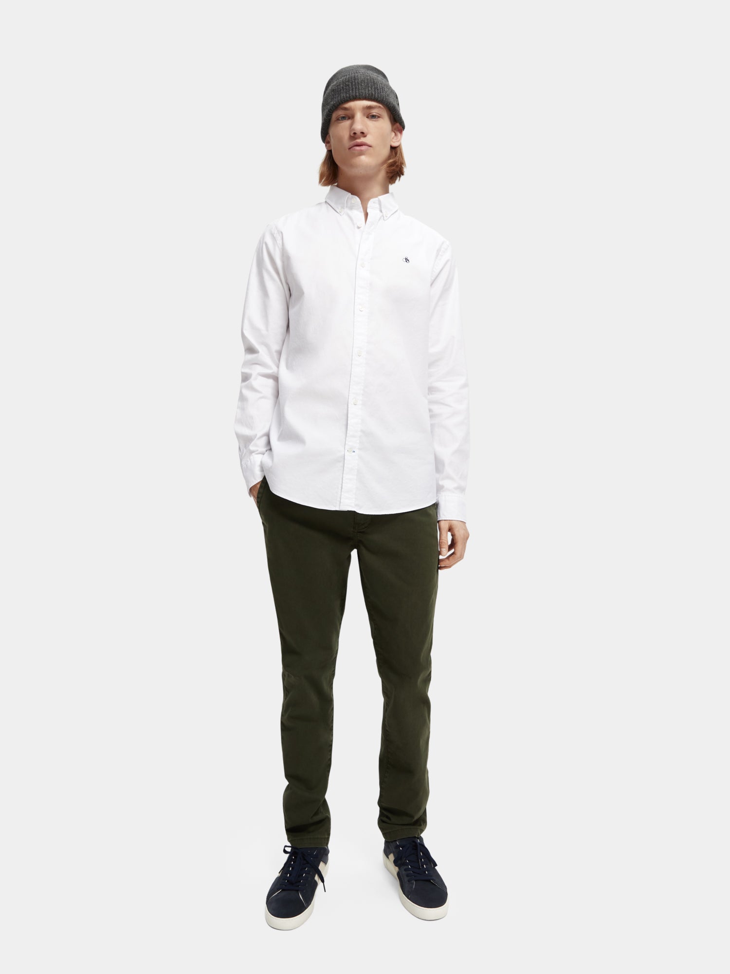 Organic cotton/elastane oxford shirt - White