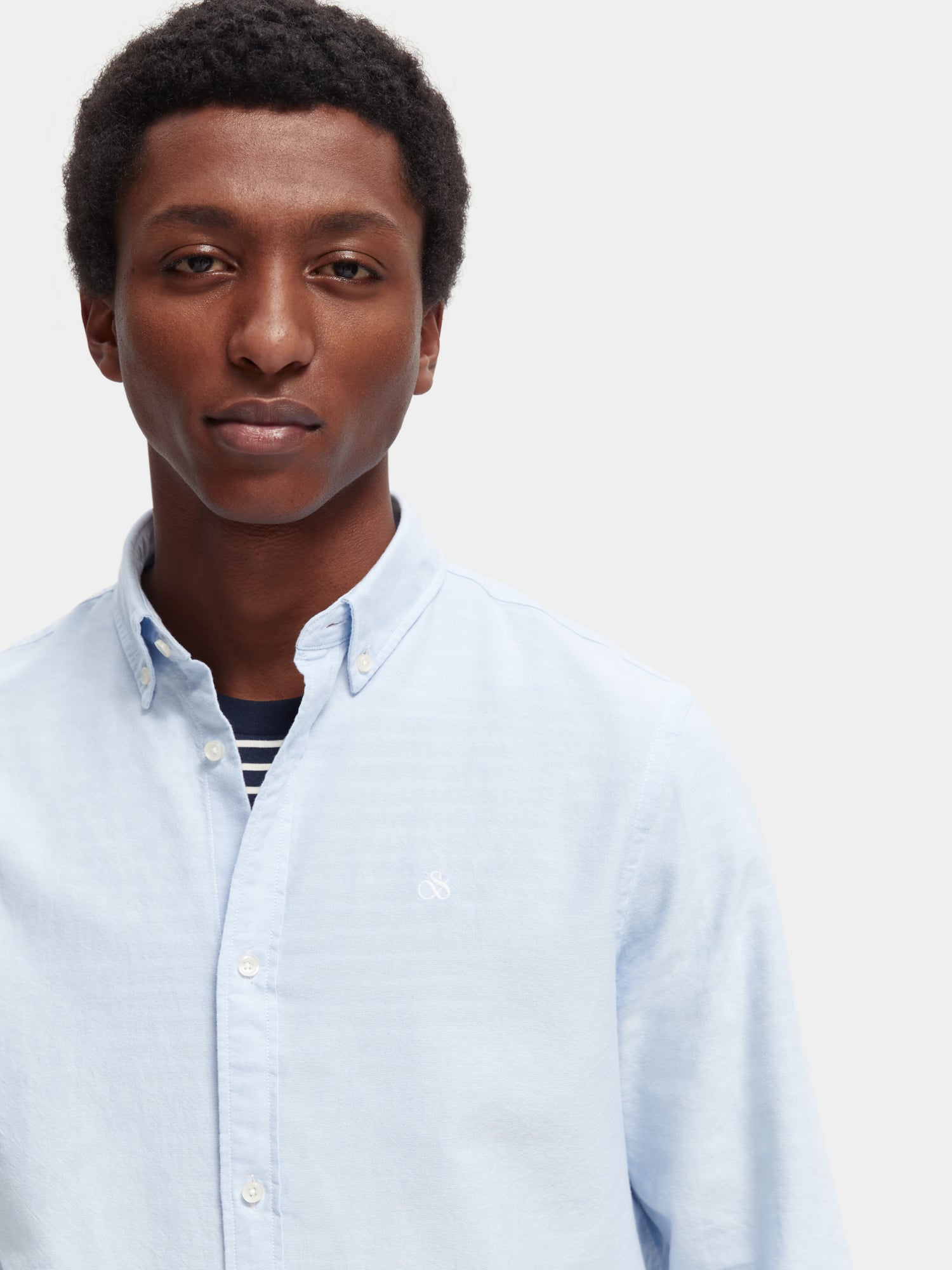 Organic cotton/elastane oxford shirt - Blue
